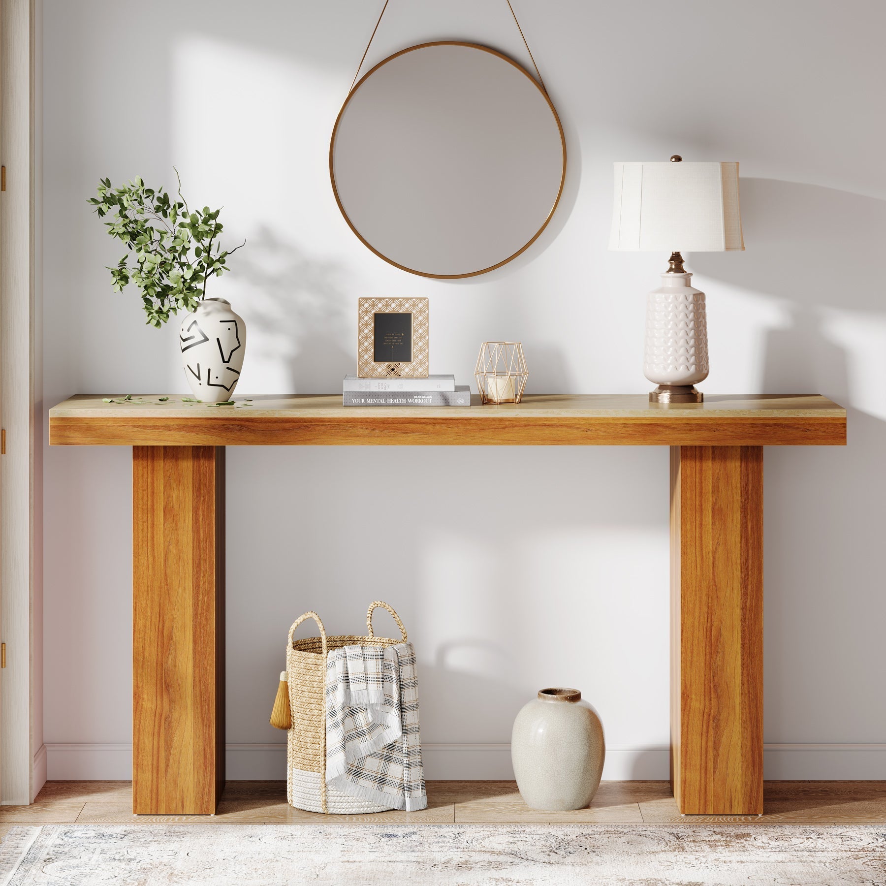 159.6 cm Console Table, Narrow Sofa Table Entryway Table