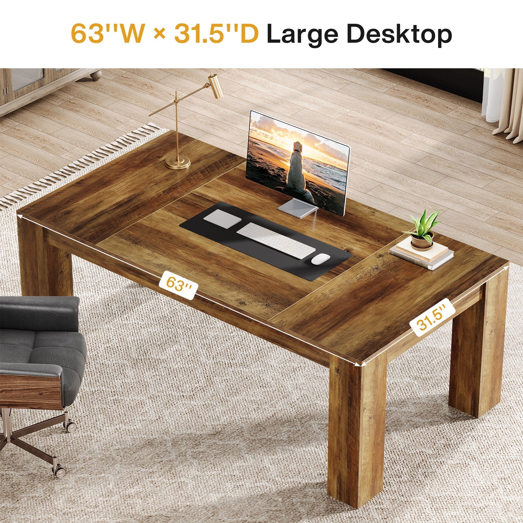 160 cm Computer Desk, Executive Desk Office Writing Table Workstation