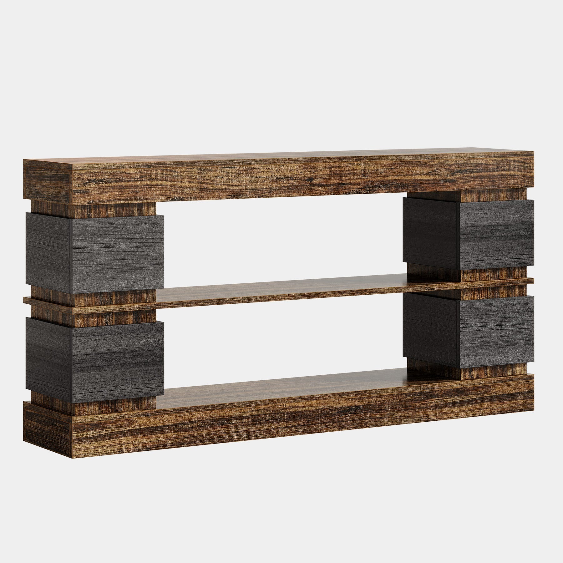 160 cm Console Table, 3-Tier Farmhouse Hallway Sofa Table