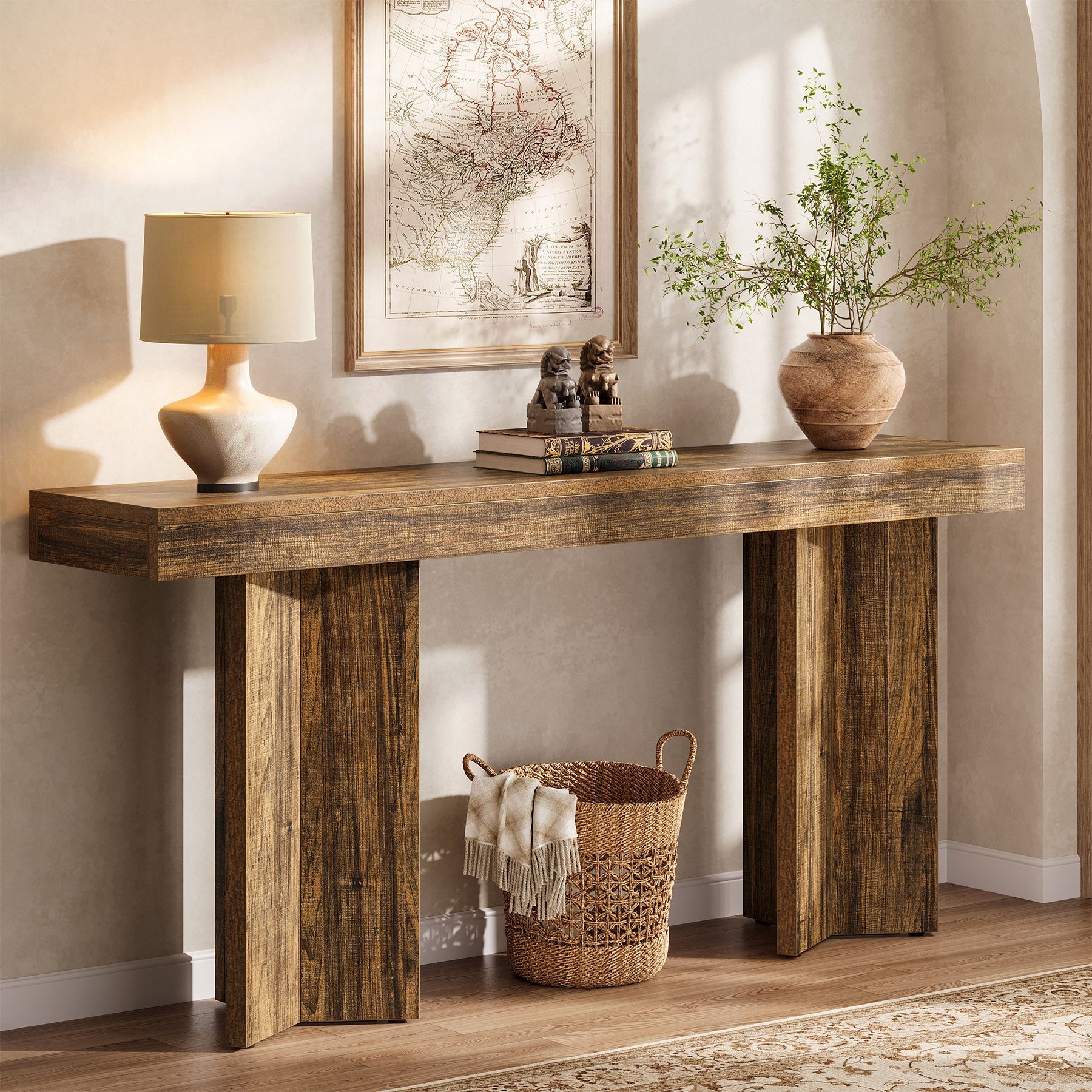 160 cm Console Table, Farmhouse Entryway Table Sofa Table