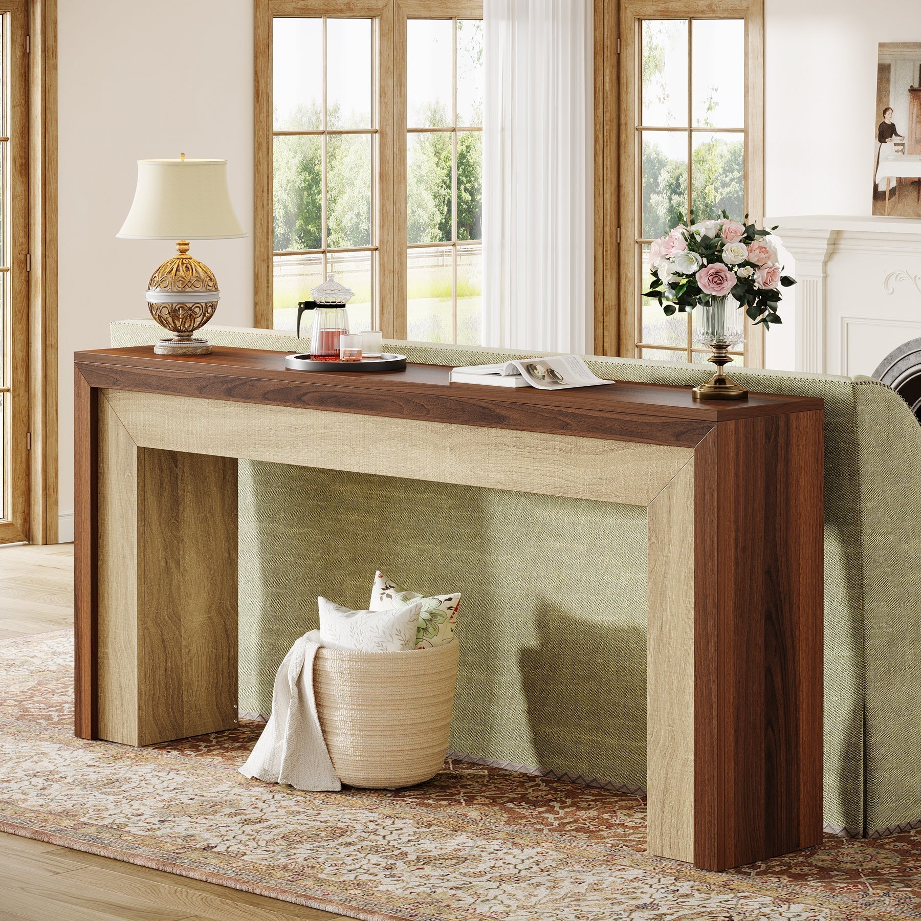 160 cm Console Table, Farmhouse Hallway Table Sofa Table