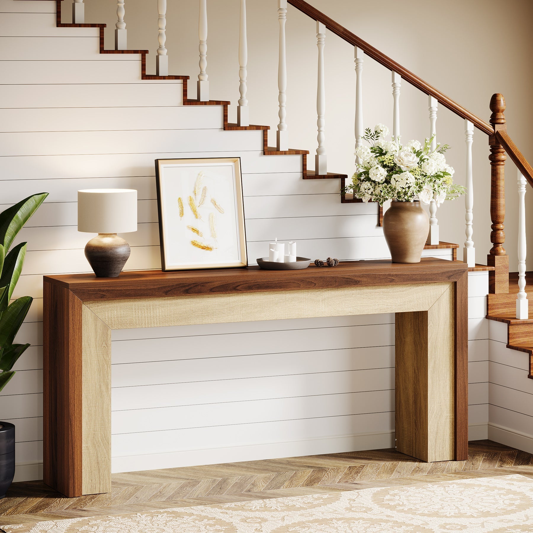 160 cm Console Table, Farmhouse Hallway Table Sofa Table