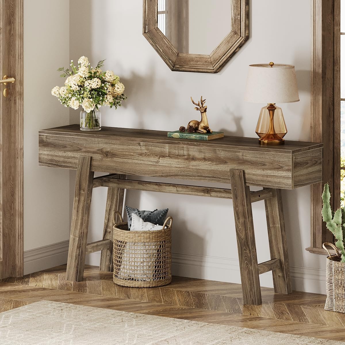 160 cm Console Table, Farmhouse Sofa Table Accent Table