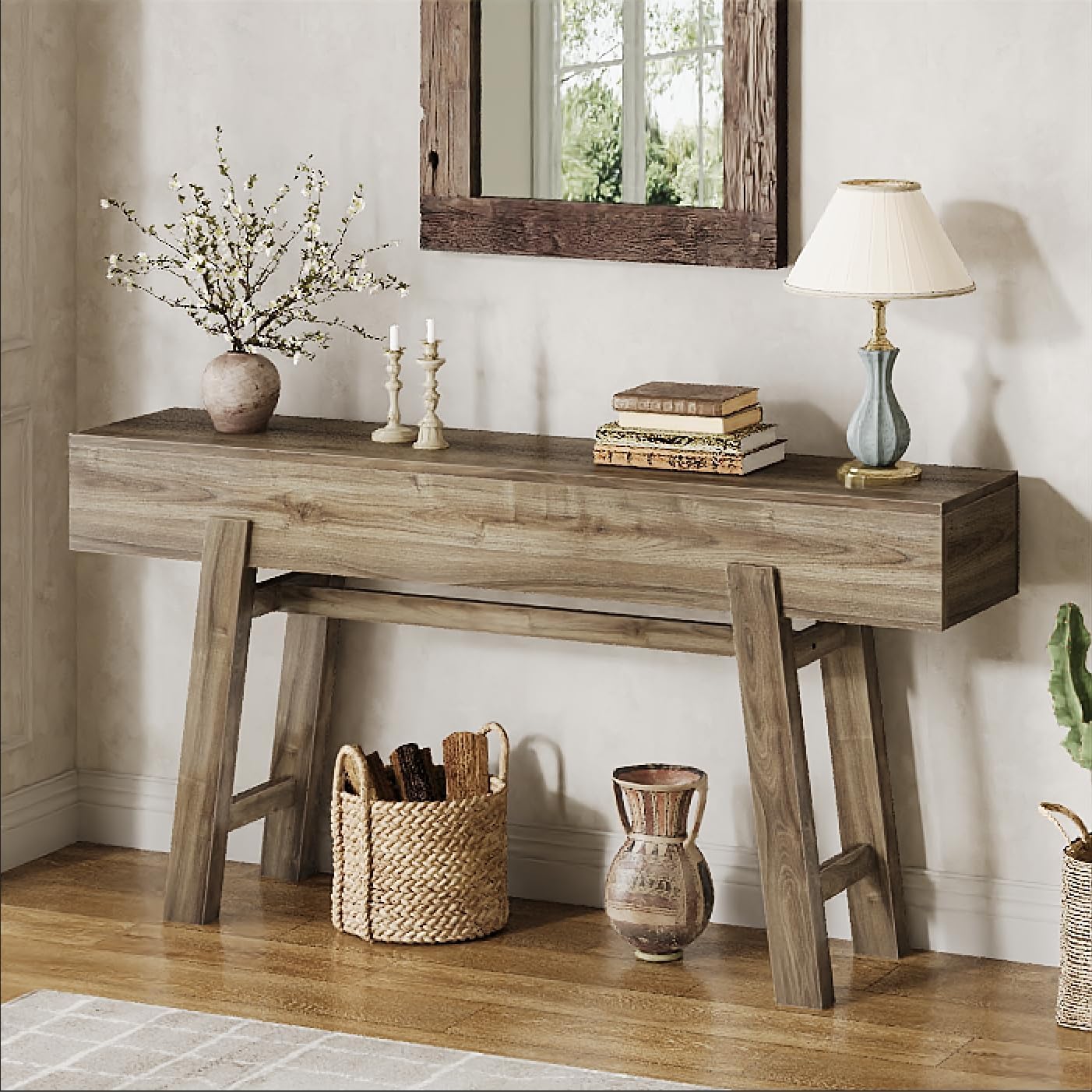 160 cm Console Table, Farmhouse Sofa Table Accent Table