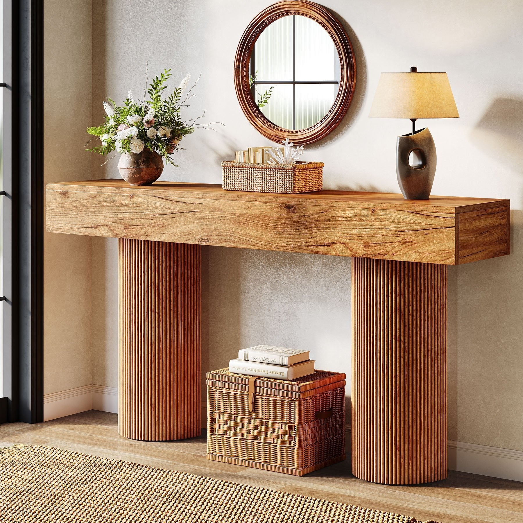 160 cm Console Table, Farmhouse Sofa Table Entryway Table