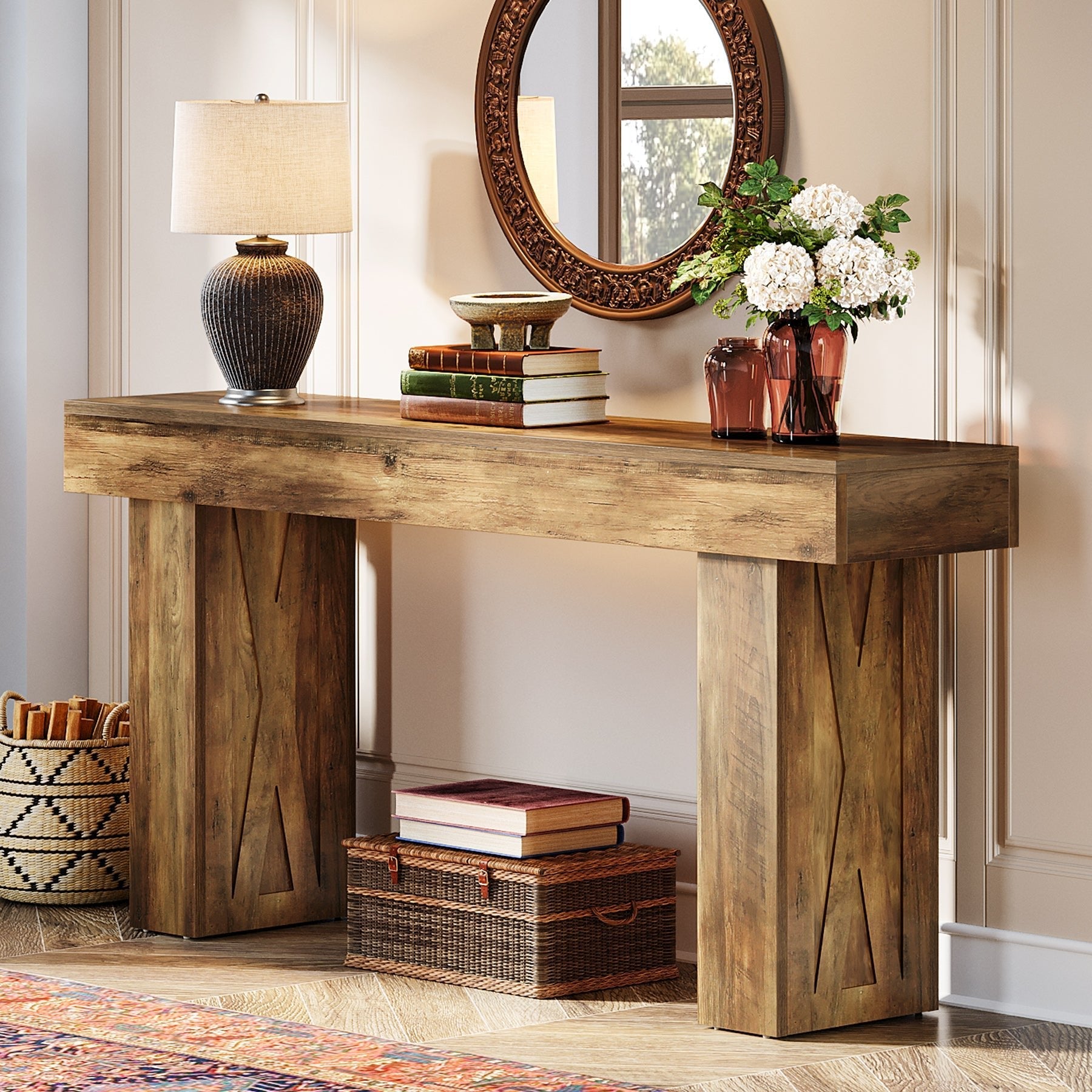 160 cm Console Table, Farmhouse Sofa Table Hallway Table