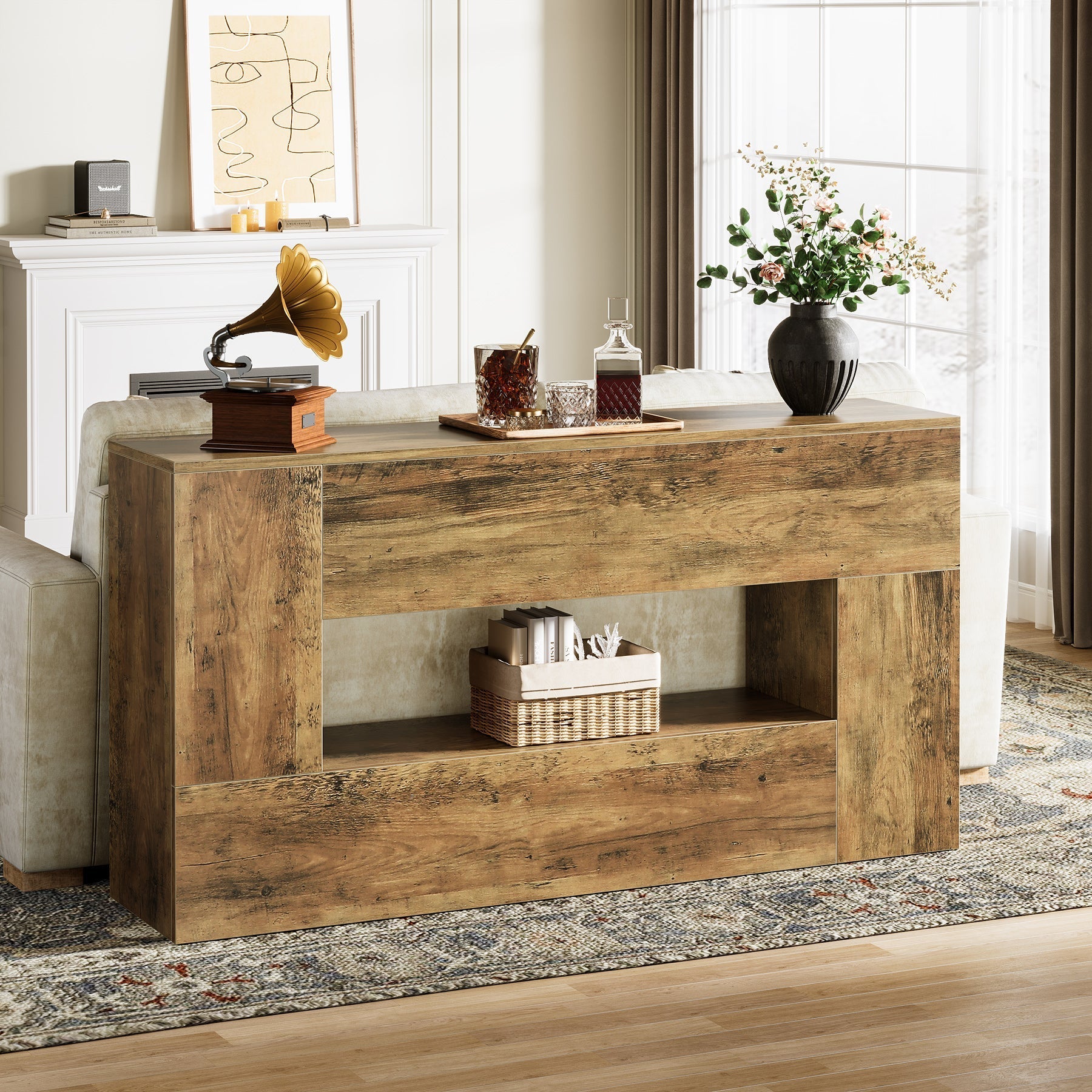 160 cm Console Table, Farmhouse Sofa Table Long Entrance Foyer Table