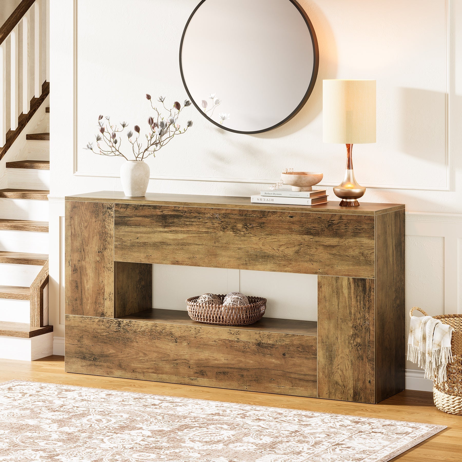 160 cm Console Table, Farmhouse Sofa Table Long Entrance Foyer Table