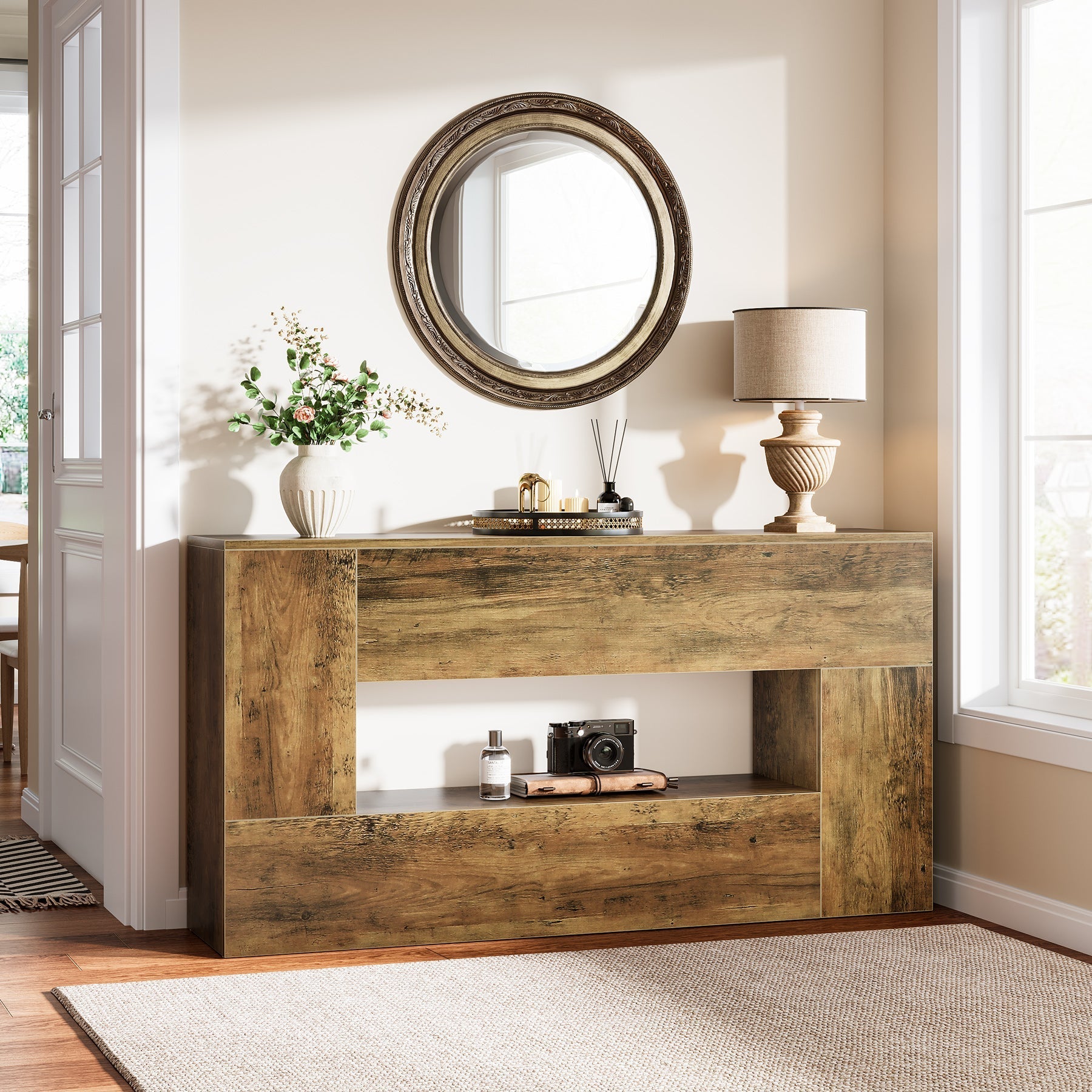 160 cm Console Table, Farmhouse Sofa Table Long Entrance Foyer Table