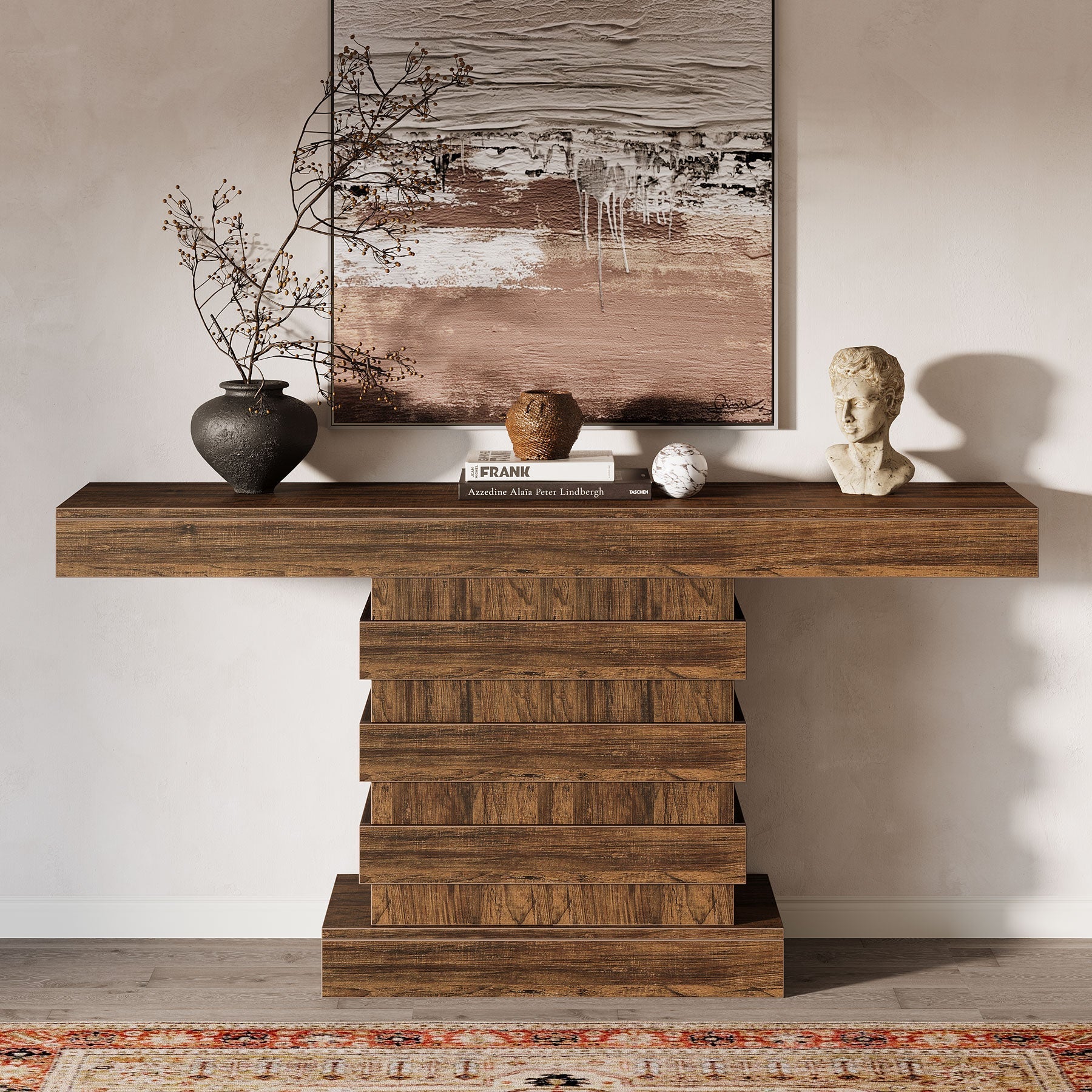 160 cm Console Table, Farmhouse Sofa Table Narrow Entryway Table