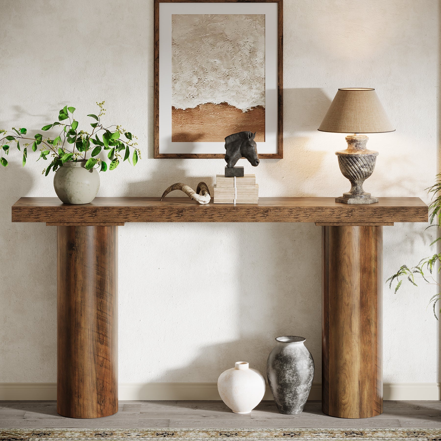 160 cm Console Table, Long Rustic Sofa Table Bar Table