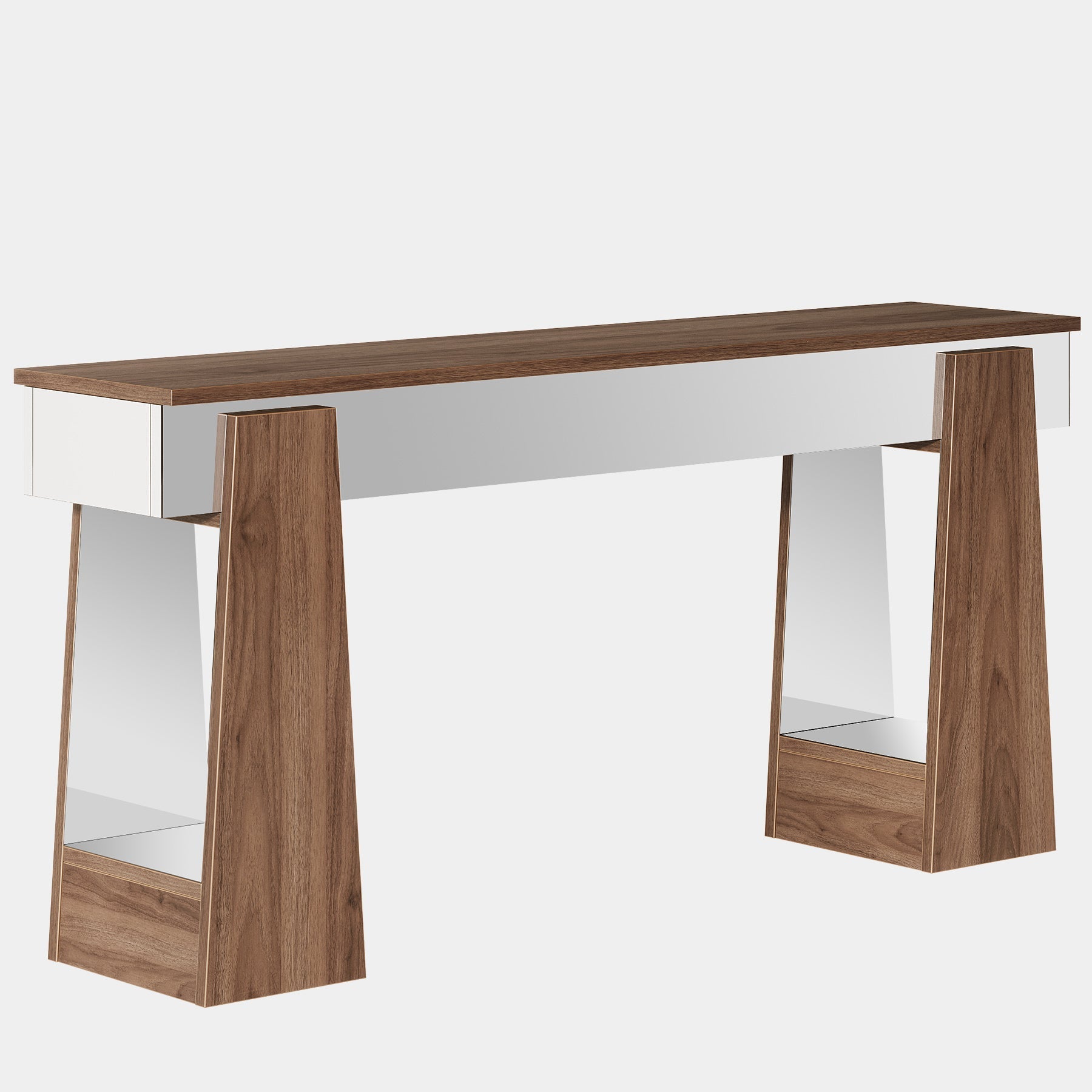 160 cm Console Table, Mirrored Entrance Table with Thickened Legs