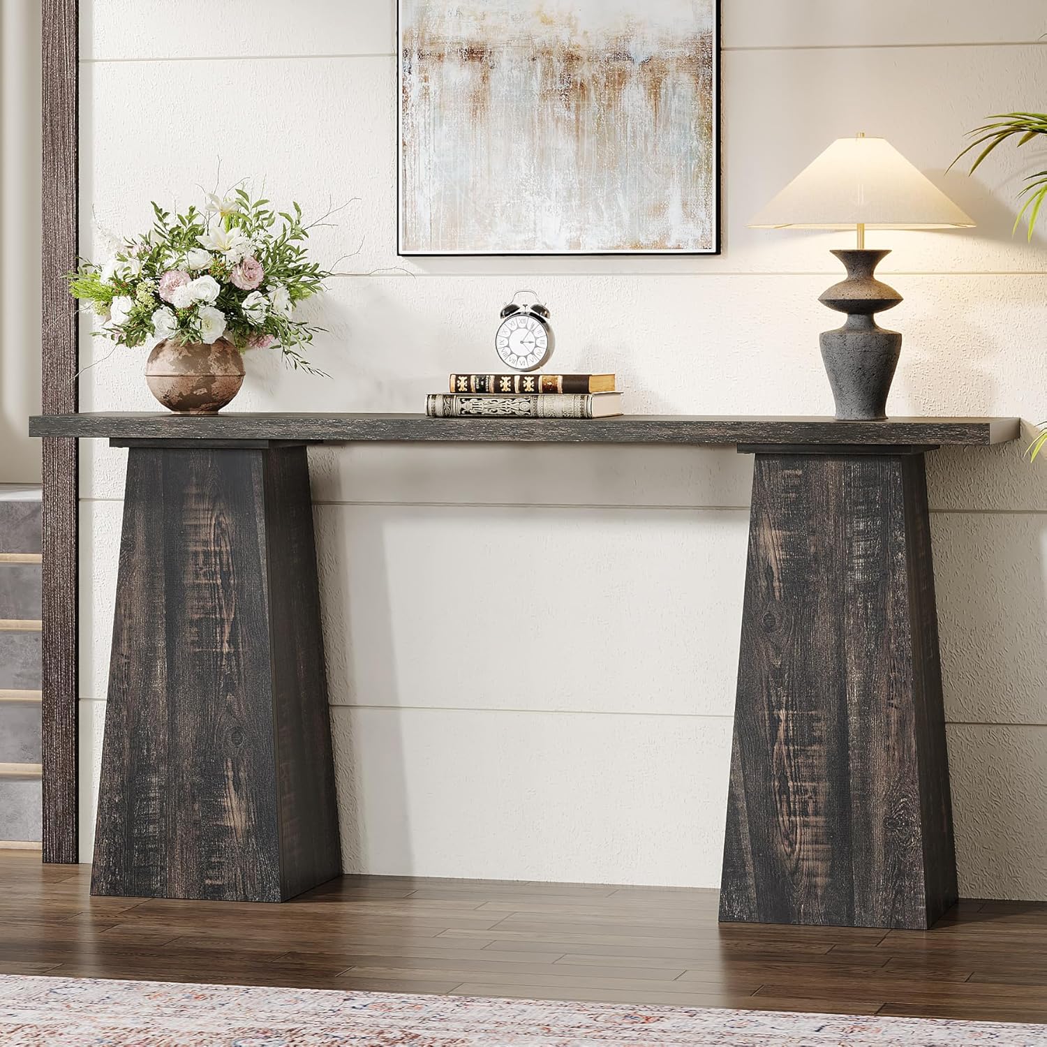 160 cm Console Table, Wood Narrow Sofa Hallway Table