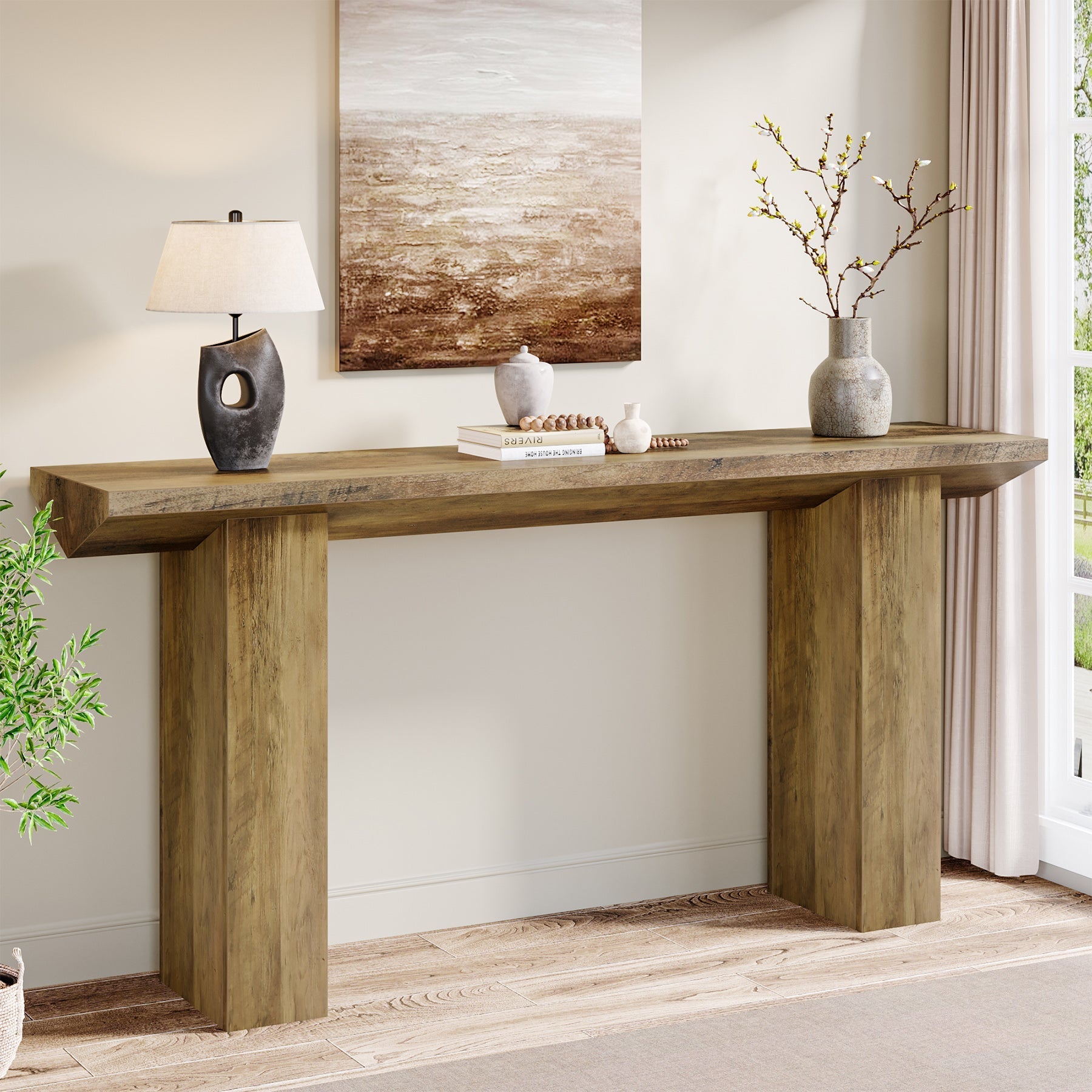 160 cm Console Table, Wooden Sofa Table Long Entryway Table