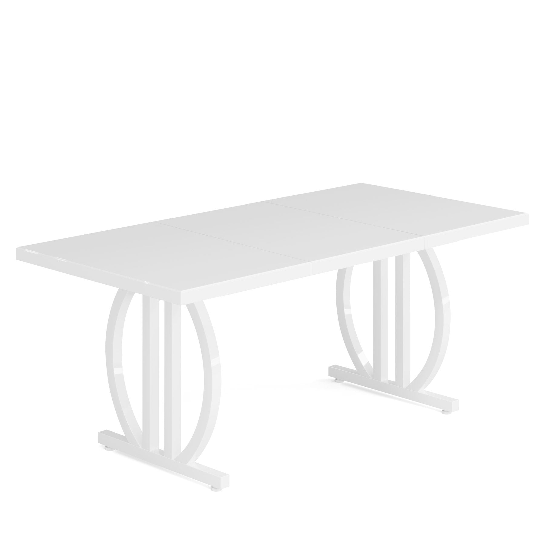 160 cm Dining Table for 4-6 People, Modern Kitchen Dinner Table with Metal Frame