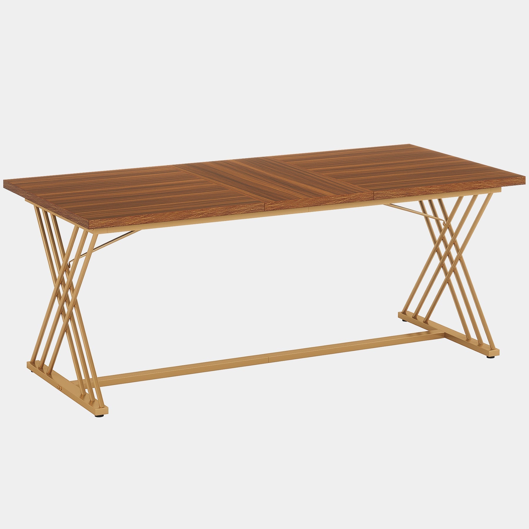 160 cm Dining Table Wood Kitchen Dinner Table with Metal Frame