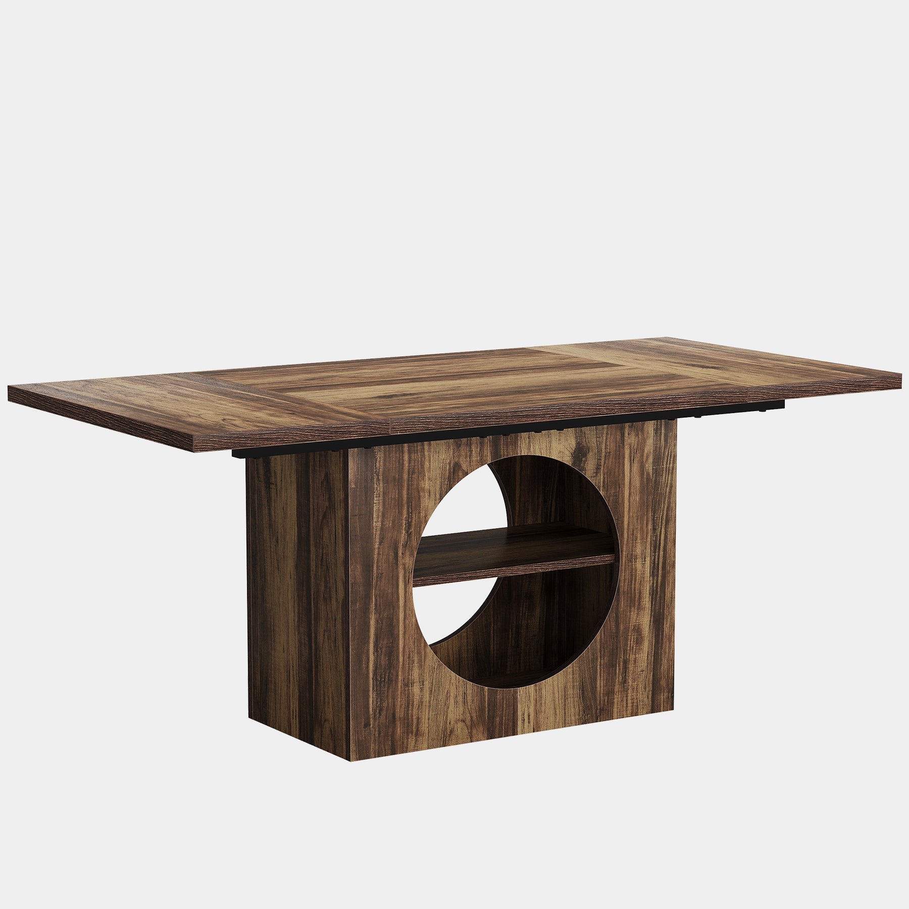 160 cm Dining Table, Wood Kitchen Table with Storage for 4-6