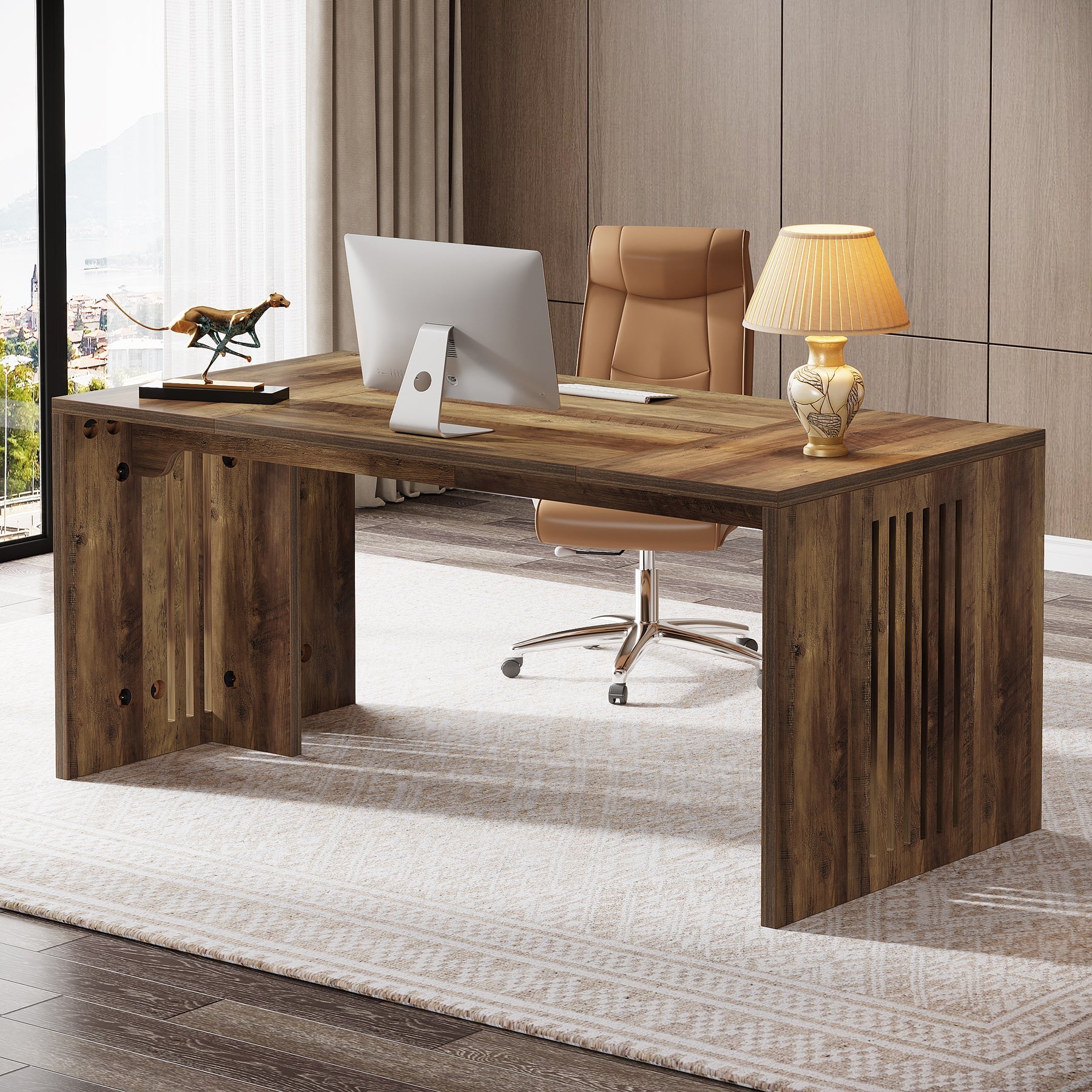 160 cm Executive Desk, Farmhouse Computer Writing Conference Table