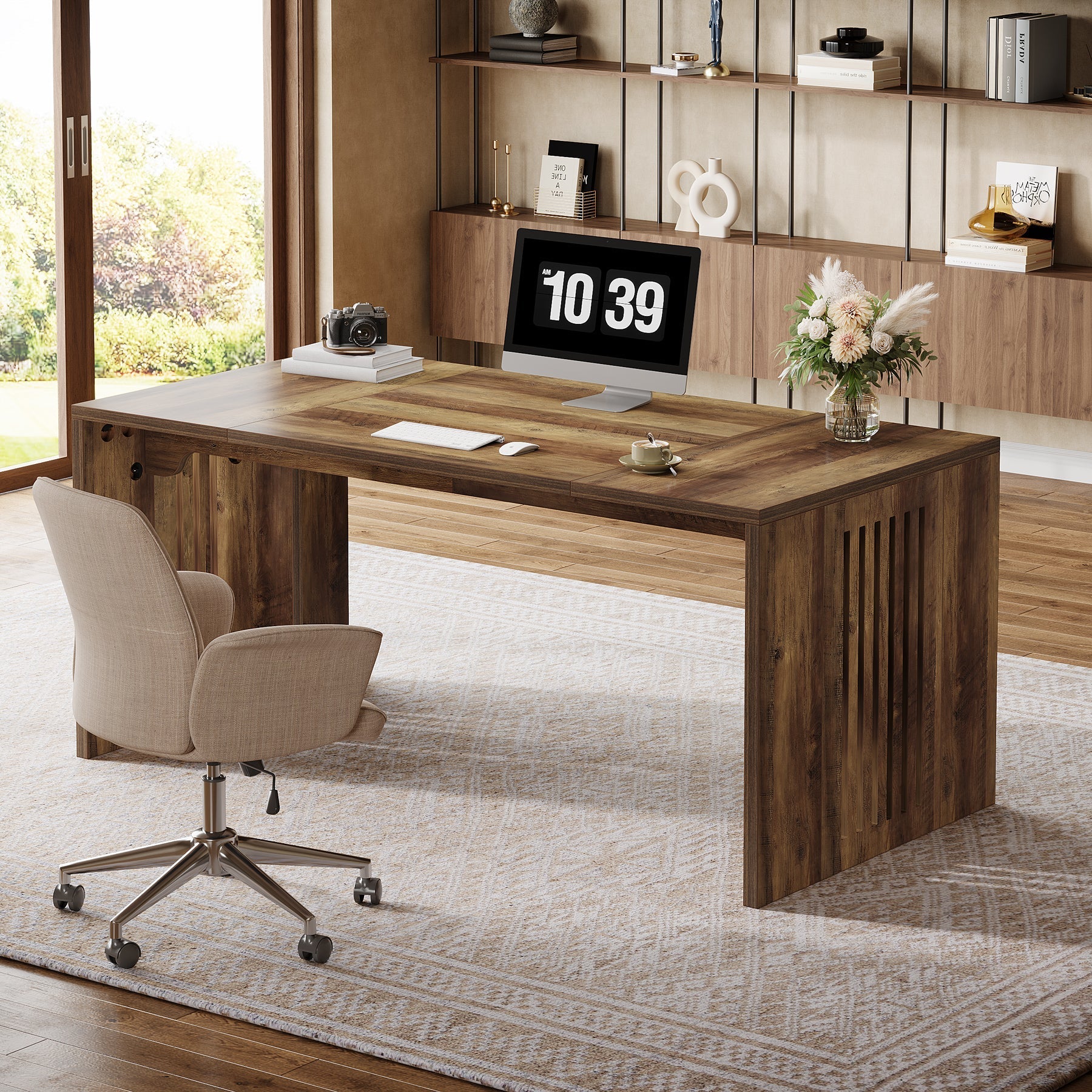 160 cm Executive Desk, Farmhouse Computer Writing Conference Table