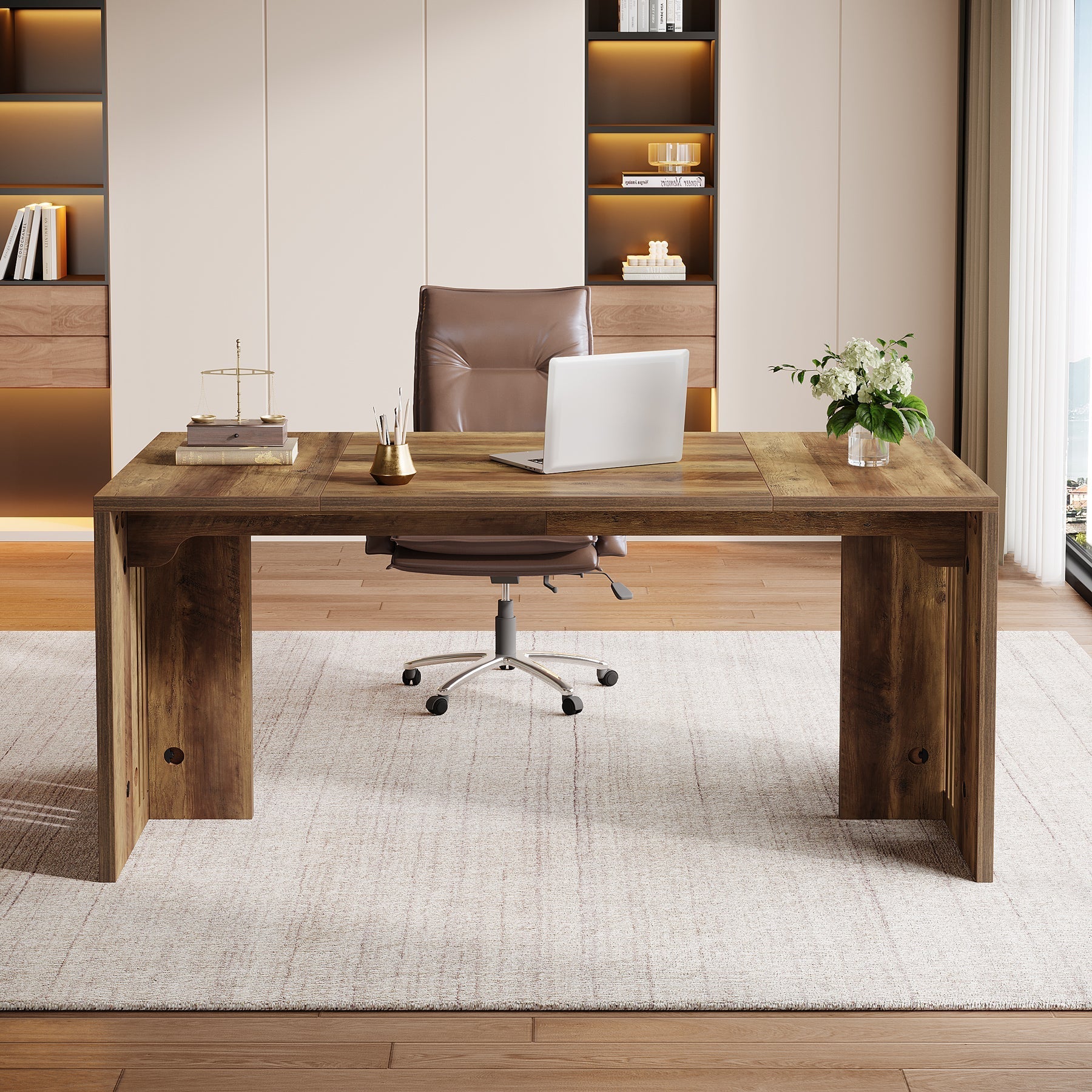 160 cm Executive Desk, Farmhouse Computer Writing Conference Table