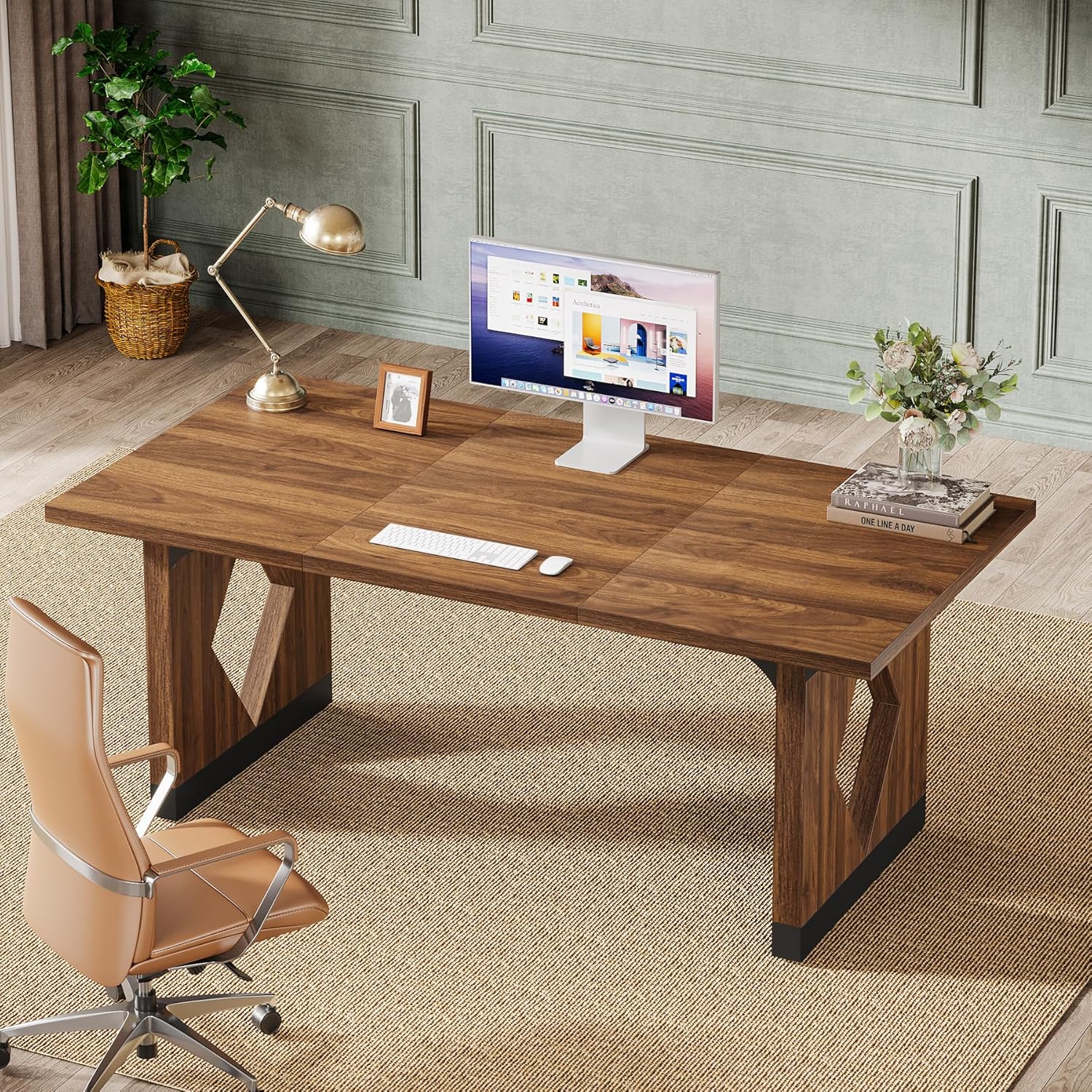 160 cm Executive Desk, Modern Computer Desk for Home Office