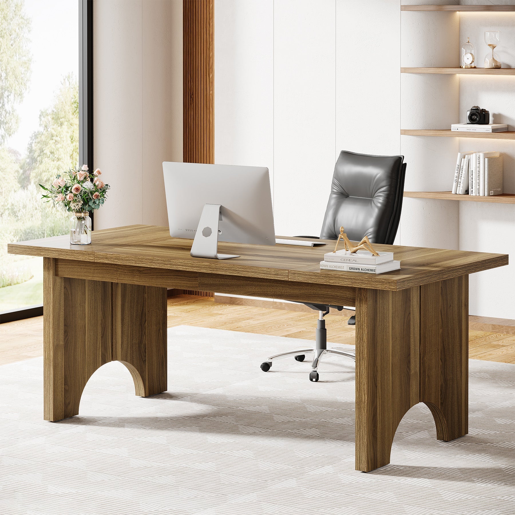 160 cm Executive Desk, Rustic Wood Computer Desk Office Desk