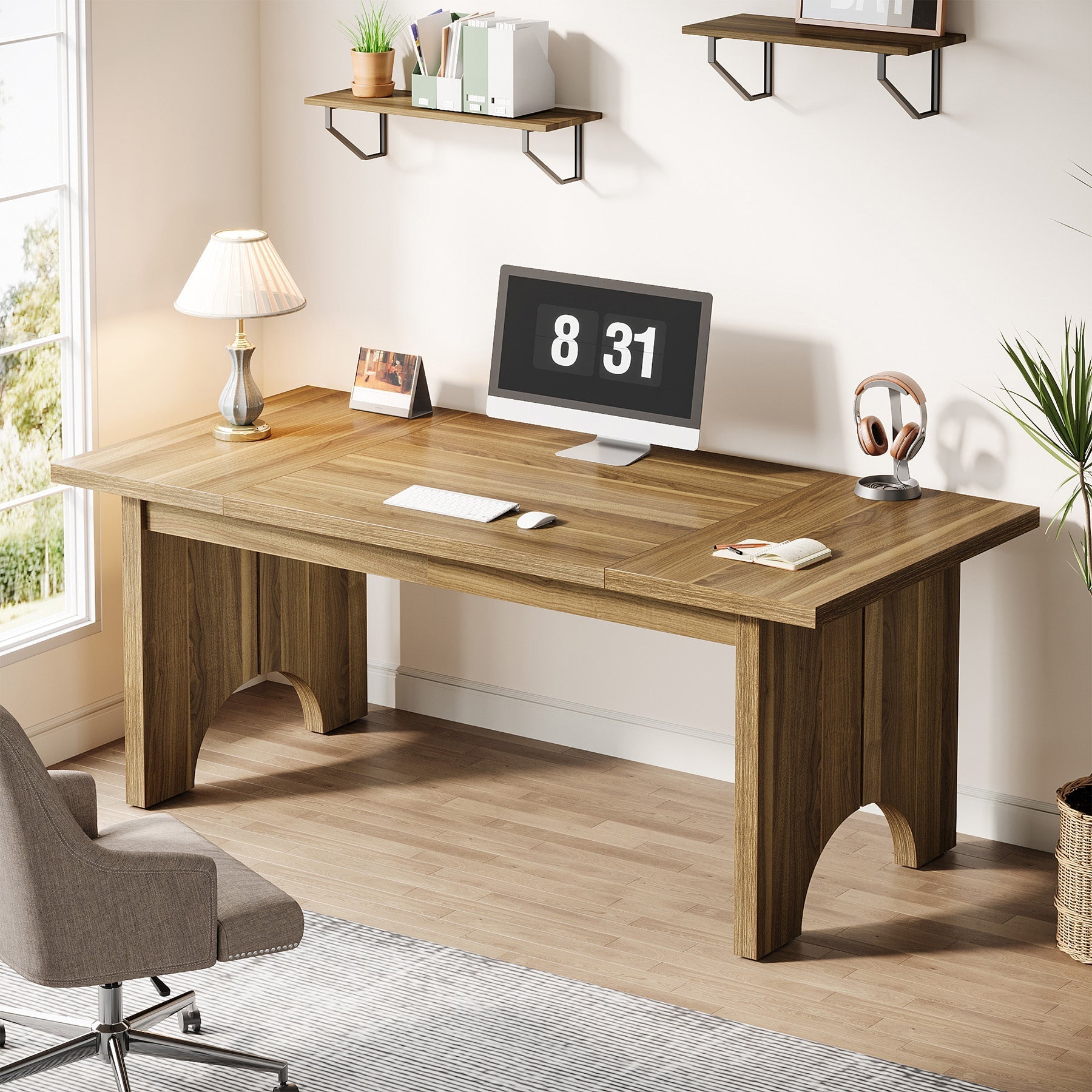 160 cm Executive Desk, Rustic Wood Computer Desk Office Desk