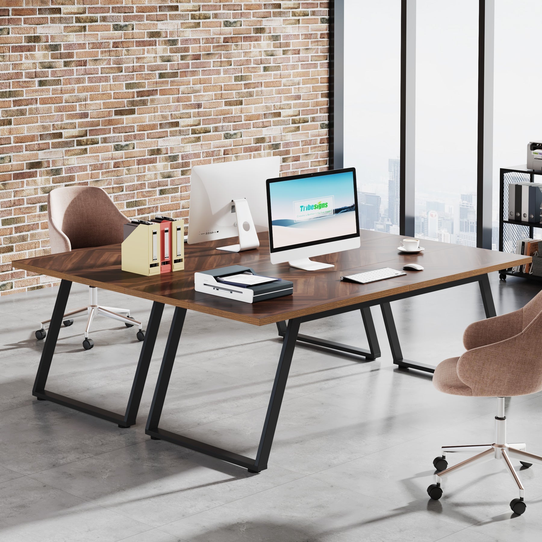 160 cm Executive Desk, Simple Computer Desk with Thickened Frame