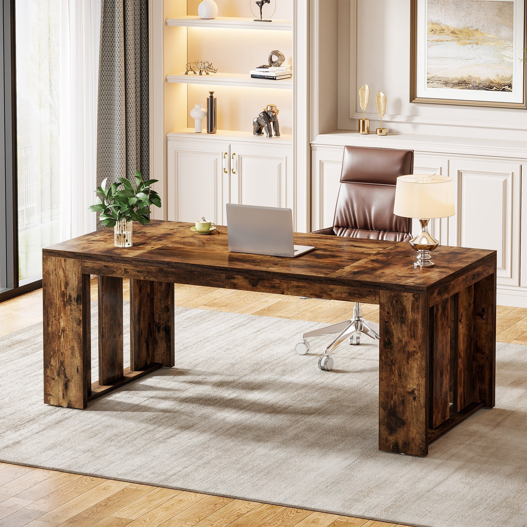 160 cm Executive Desk, Wood Computer Table Conference Table for 4-6