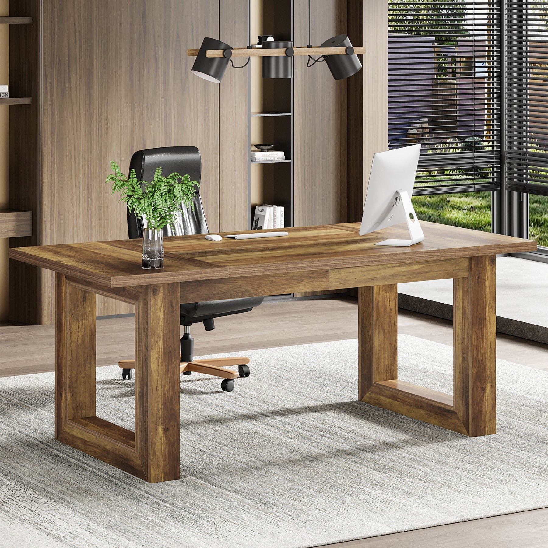 160 cm Executive Desk, Wooden Computer Desk Workstation Table