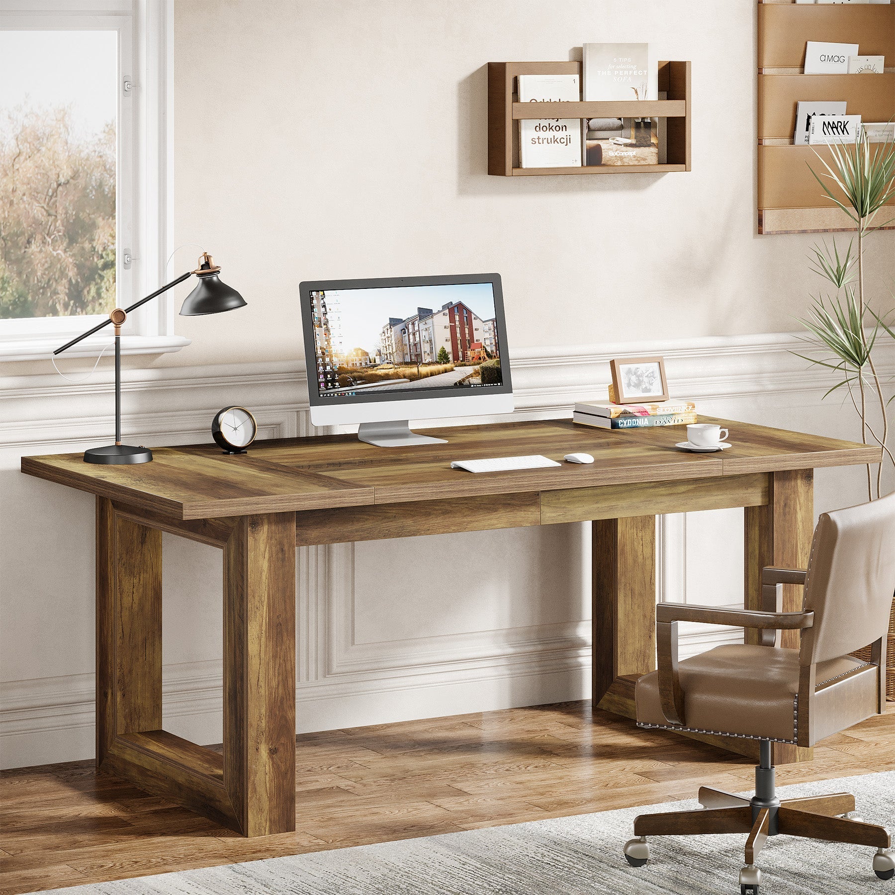 160 cm Executive Desk, Wooden Computer Desk Workstation Table