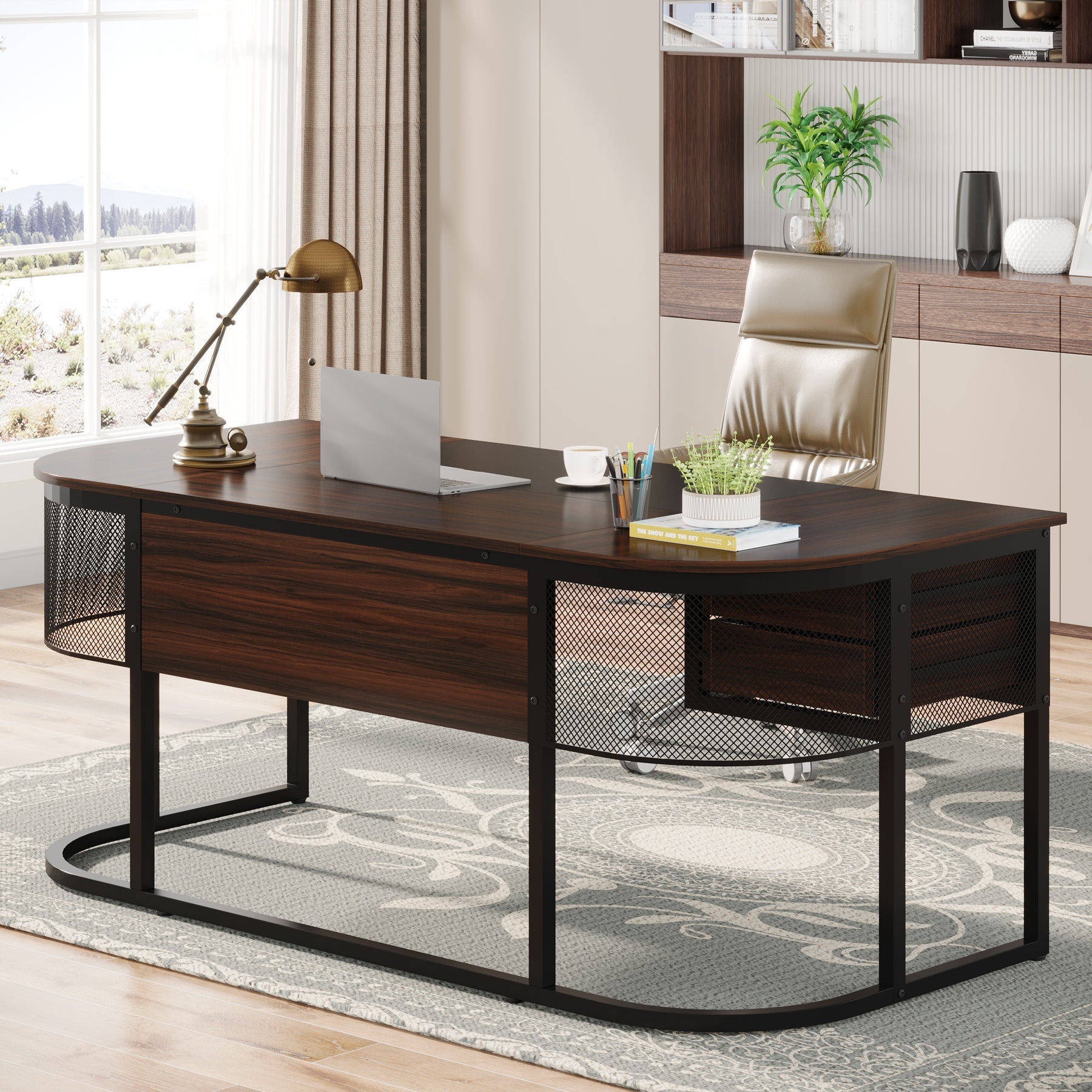 160 cm Computer Desk Executive Desk with 4 Drawers