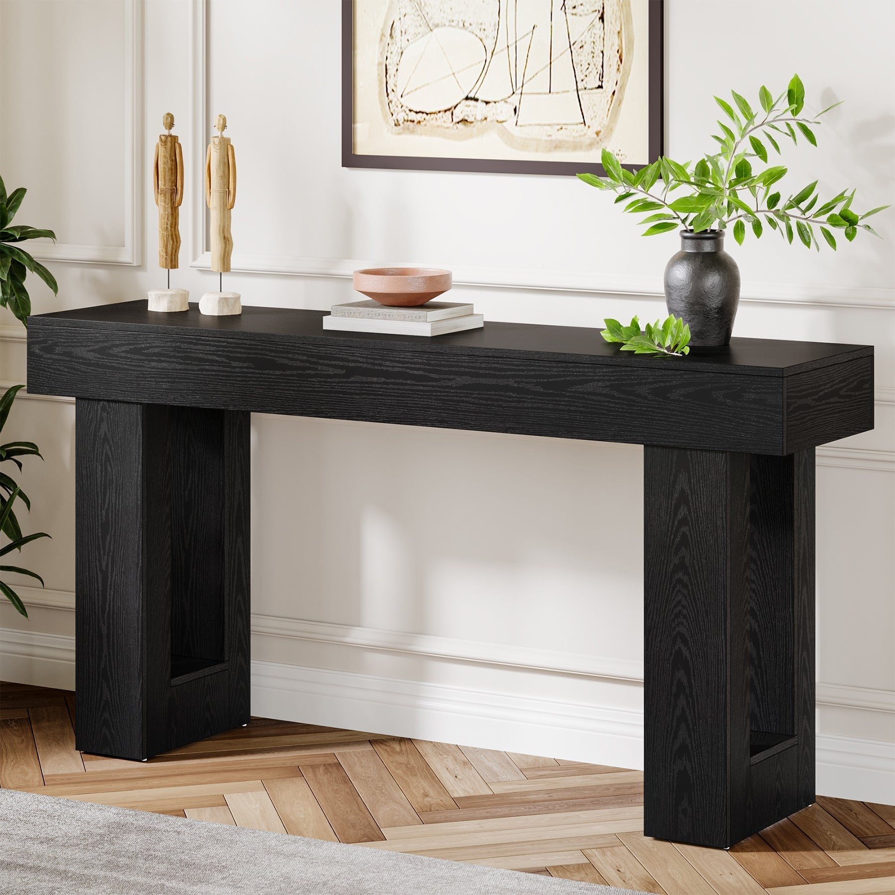 160 cm Console Table, Farmhouse Wooden Sofa Table Entryway Table