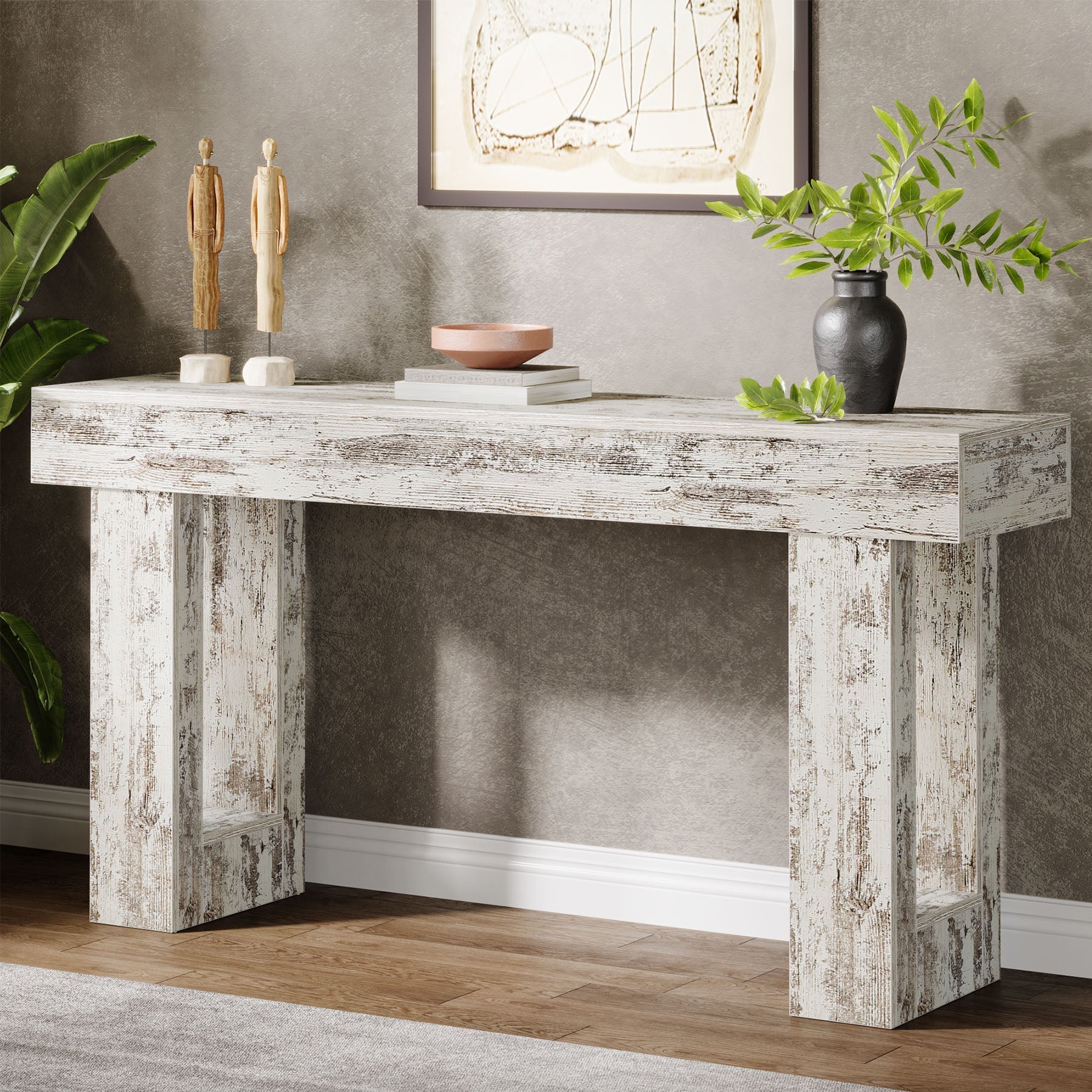 160 cm Console Table, Farmhouse Wooden Sofa Table Entryway Table