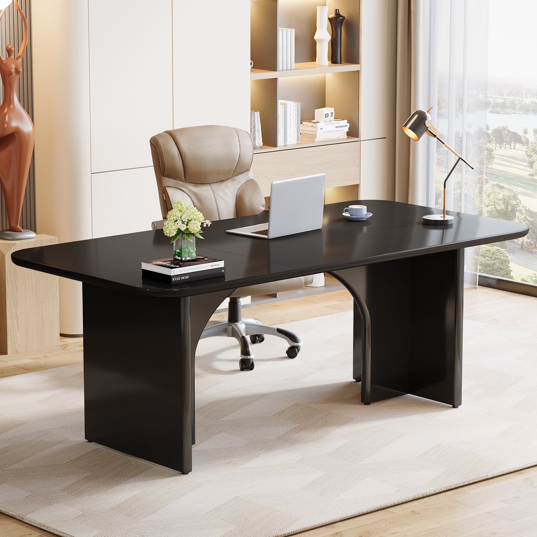 160 cm Executive Desk, Modern Computer Desk with Arch Design Legs