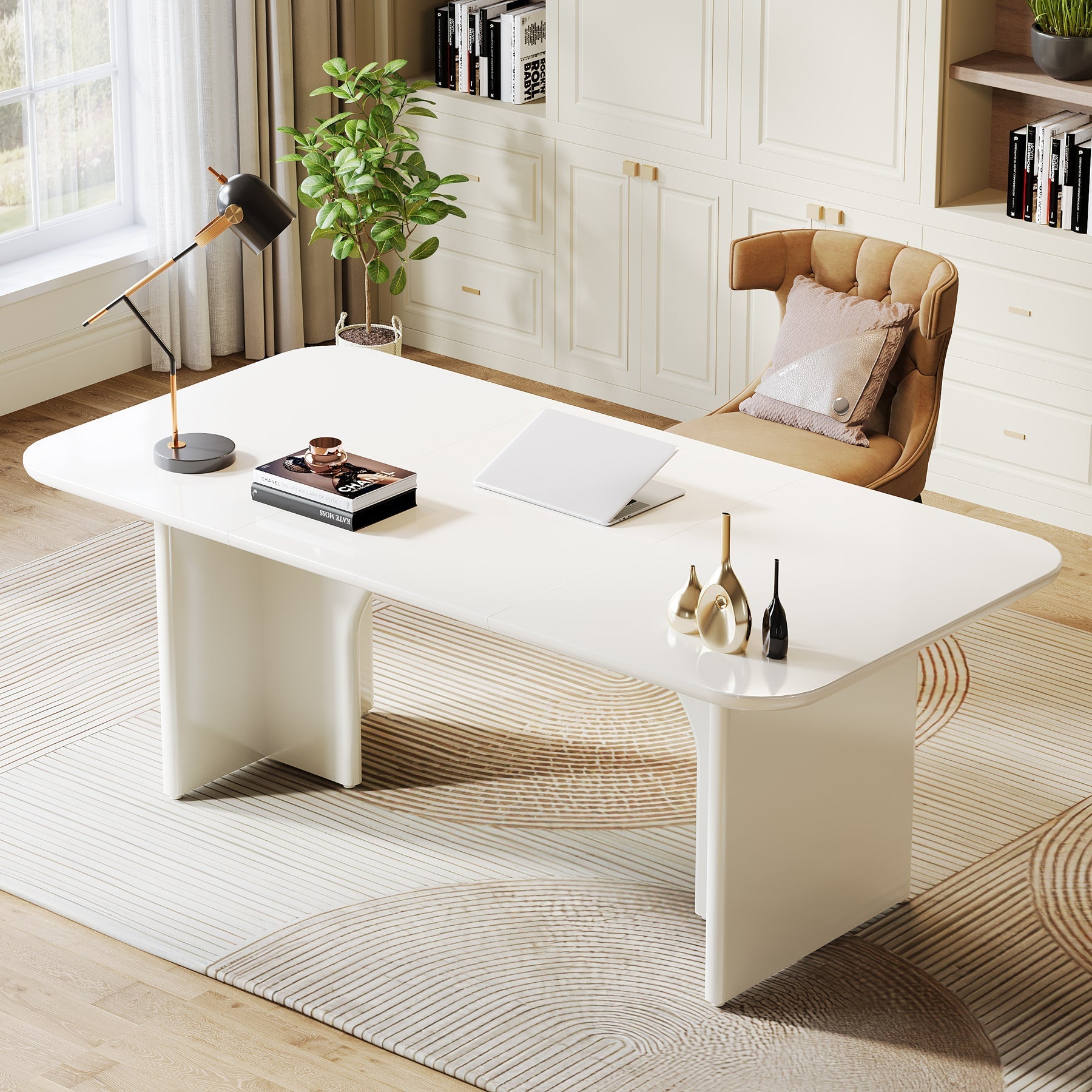 160 cm Executive Desk, Modern Computer Desk with Arch Design Legs