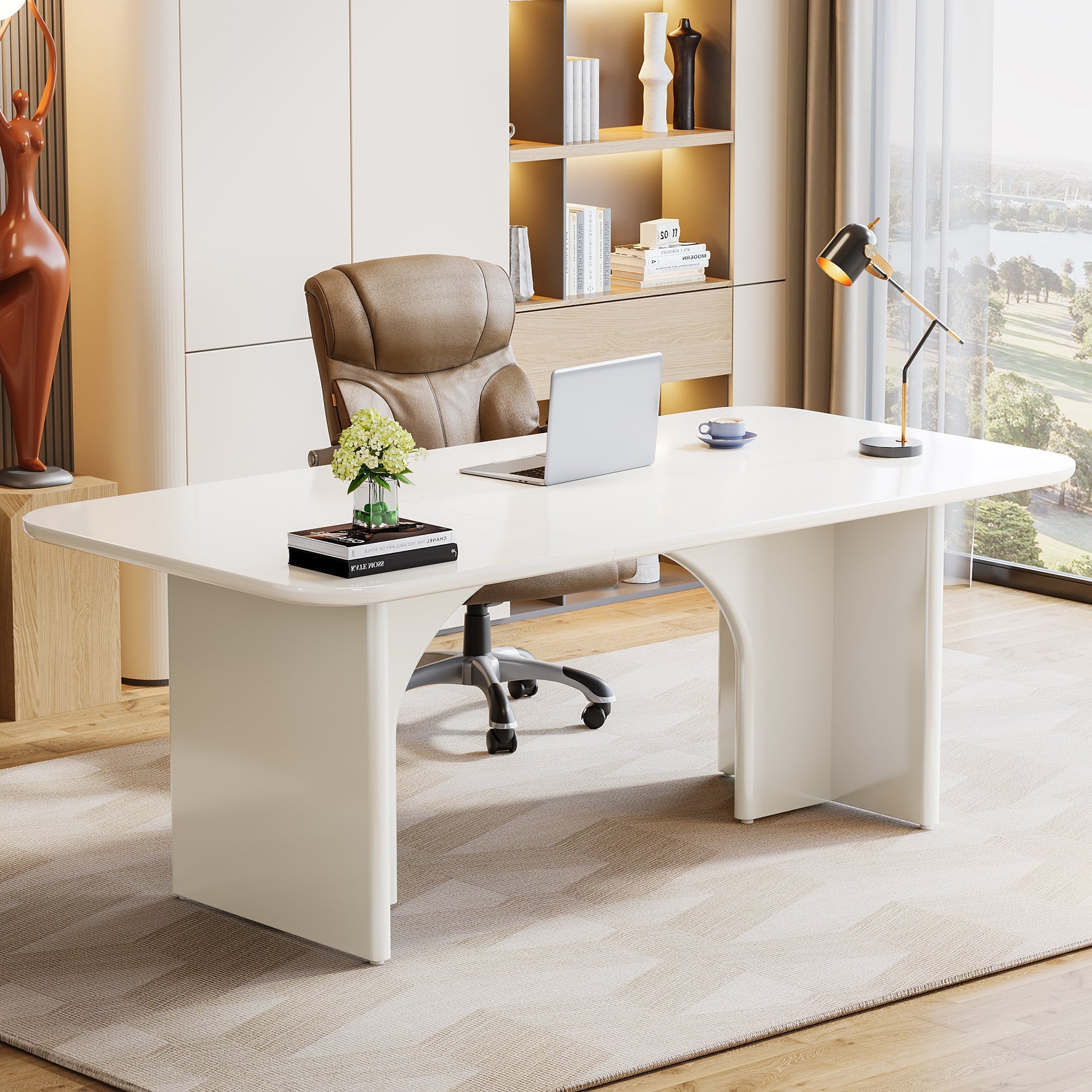 160 cm Executive Desk, Modern Computer Desk with Arch Design Legs