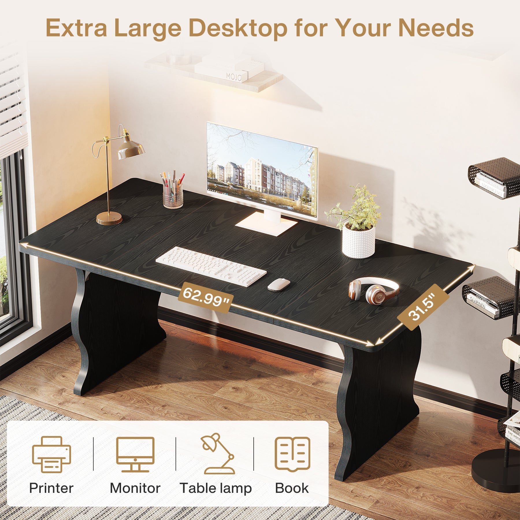 160 cm Large Executive Desk, Sturdy Computer Desk Conference Table