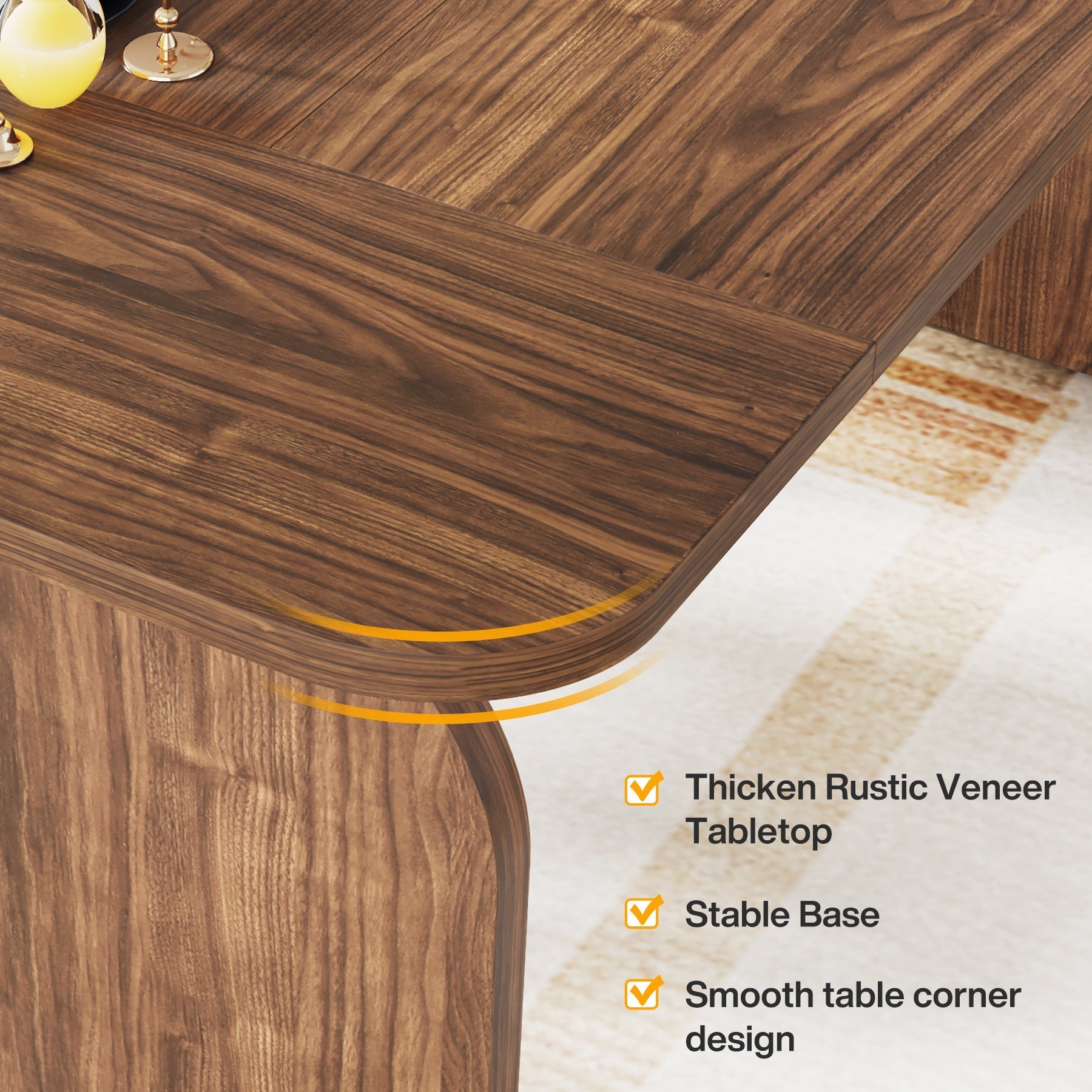 160 cm Rectangular Dining Table with Thick Laminated Tabletop for 4-6 People