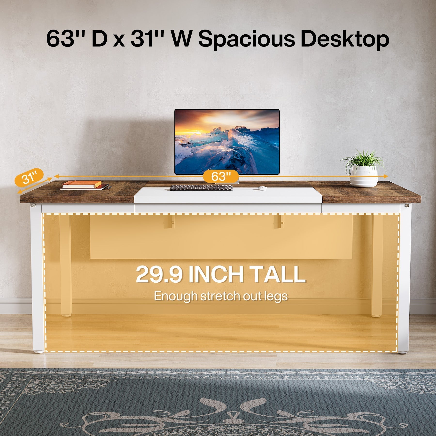 160 cm L-Shaped Desk, Modern Executive Computer Desk with 99 cm Mobile File Cabinet