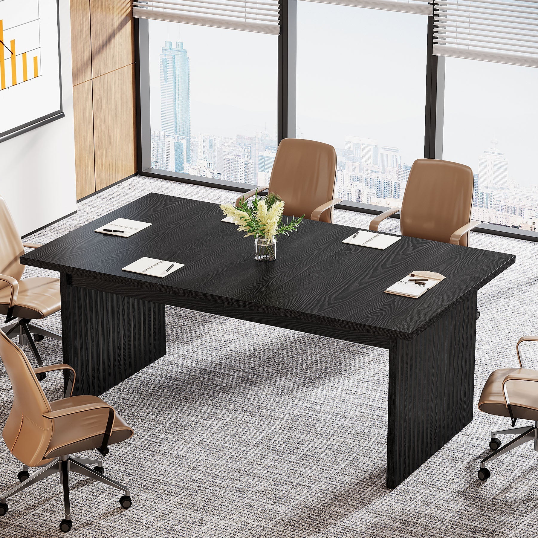 160 cm Modern Conference Table, Wood Meeting Room Table