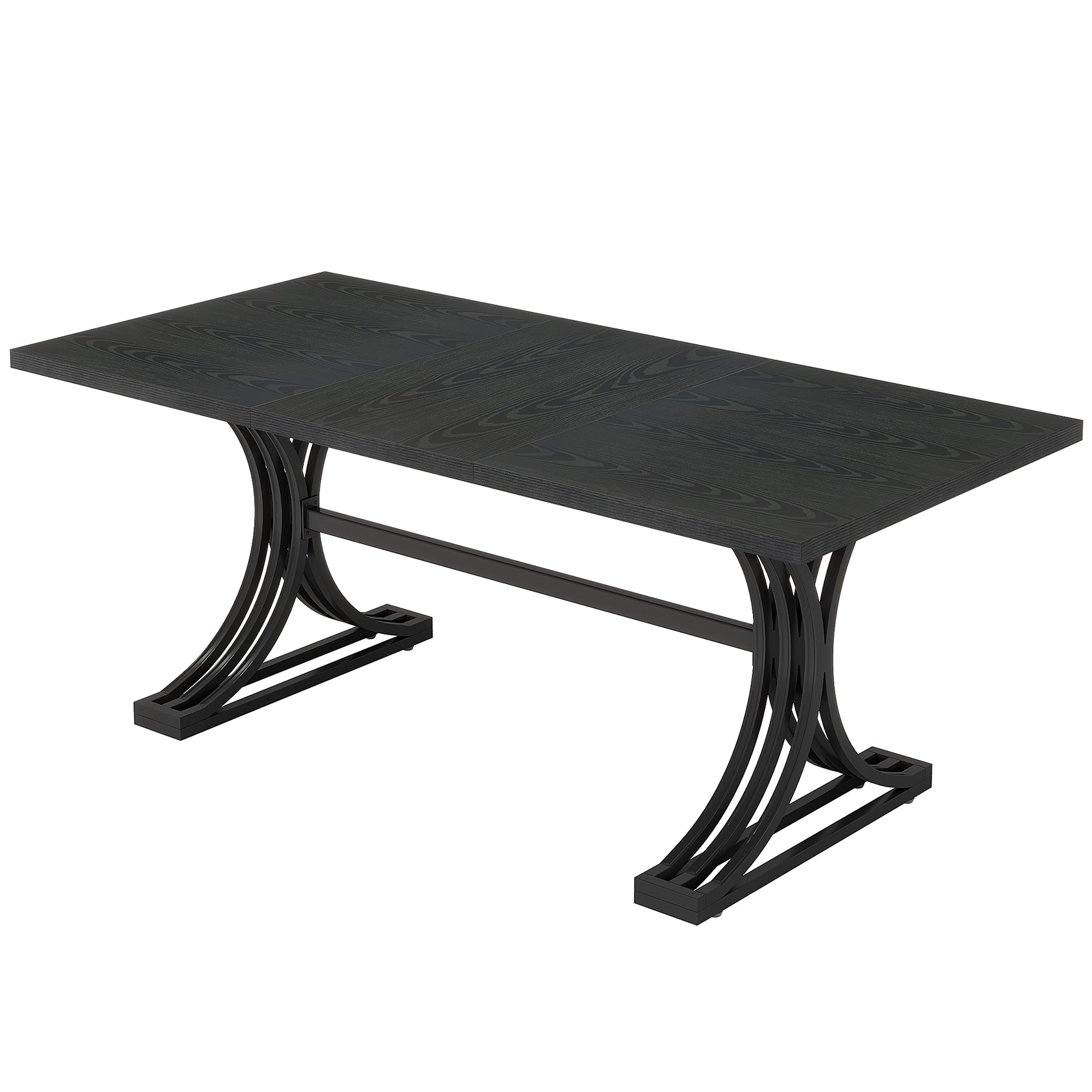 160 cm Modern Dining Table with Faux Marble Tabletop & Metal Legs