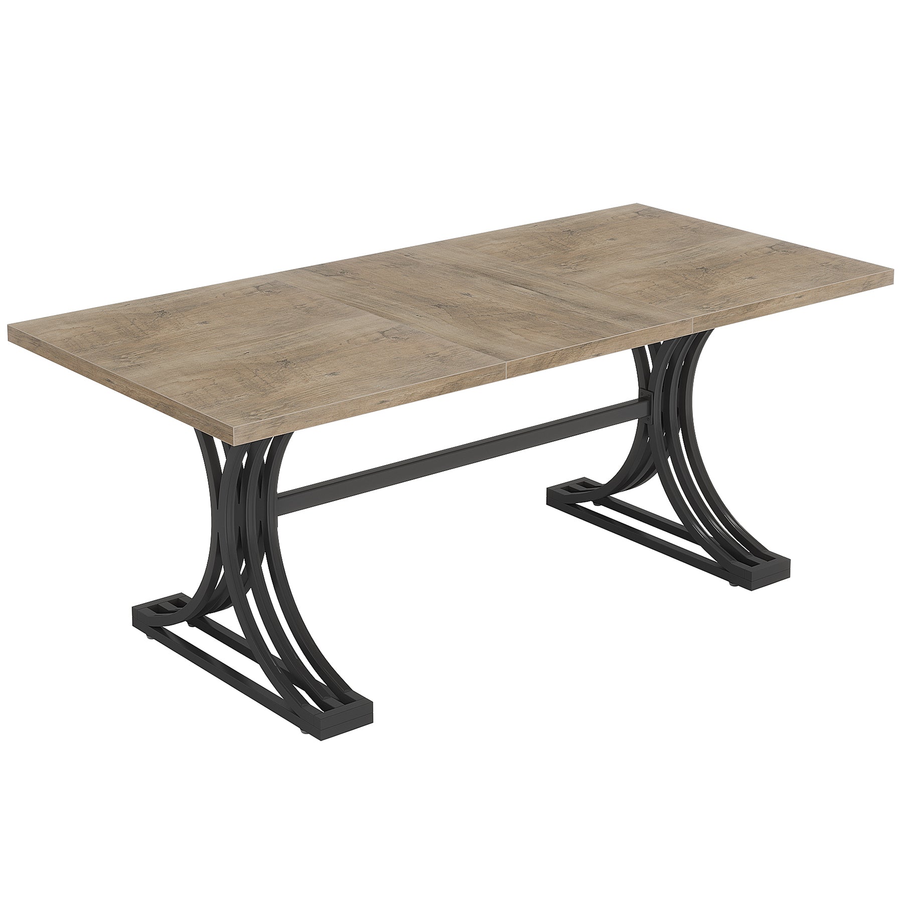 160 cm Modern Dining Table with Faux Marble Tabletop & Metal Legs