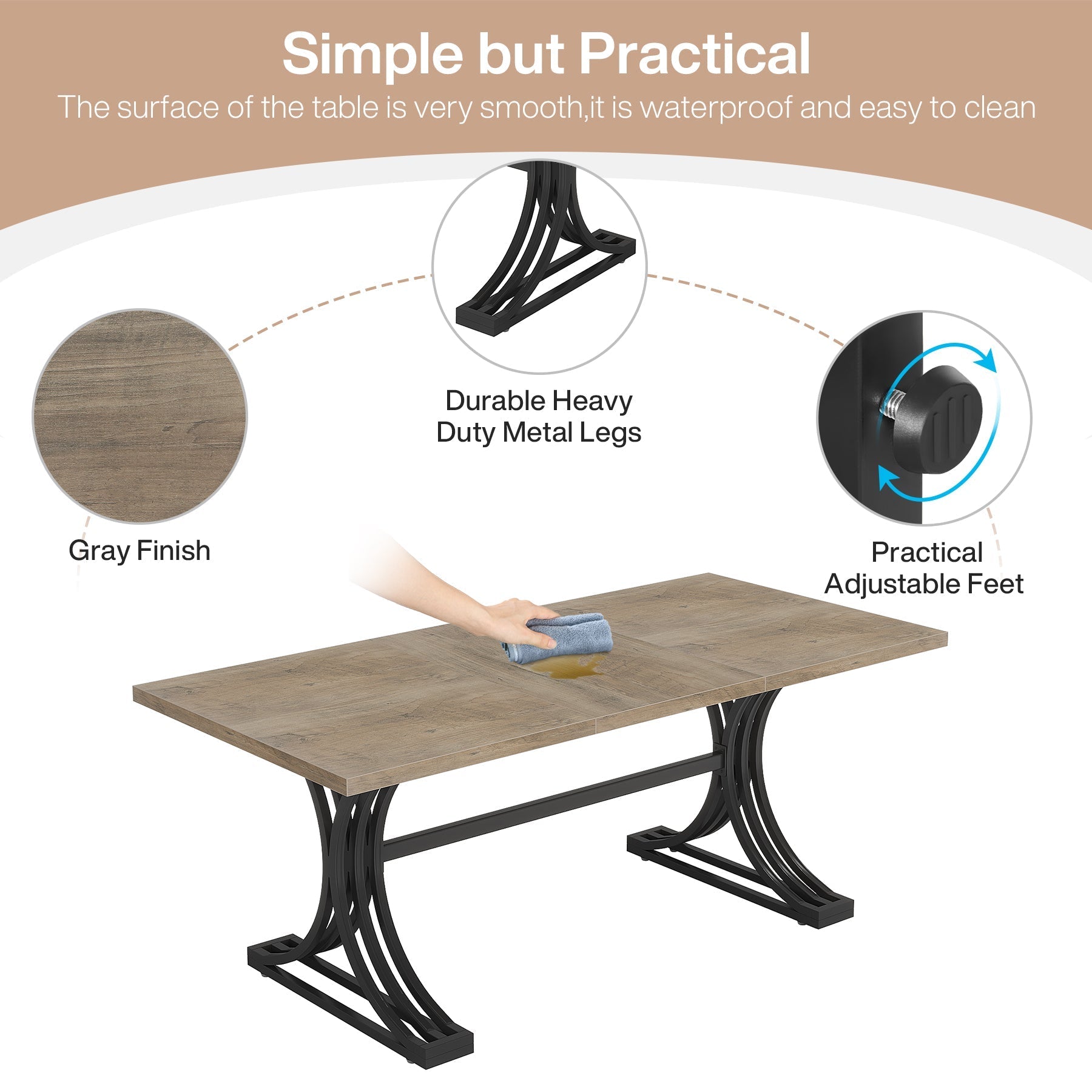 160 cm Modern Executive Computer Desk with Faux Marble Tabletop