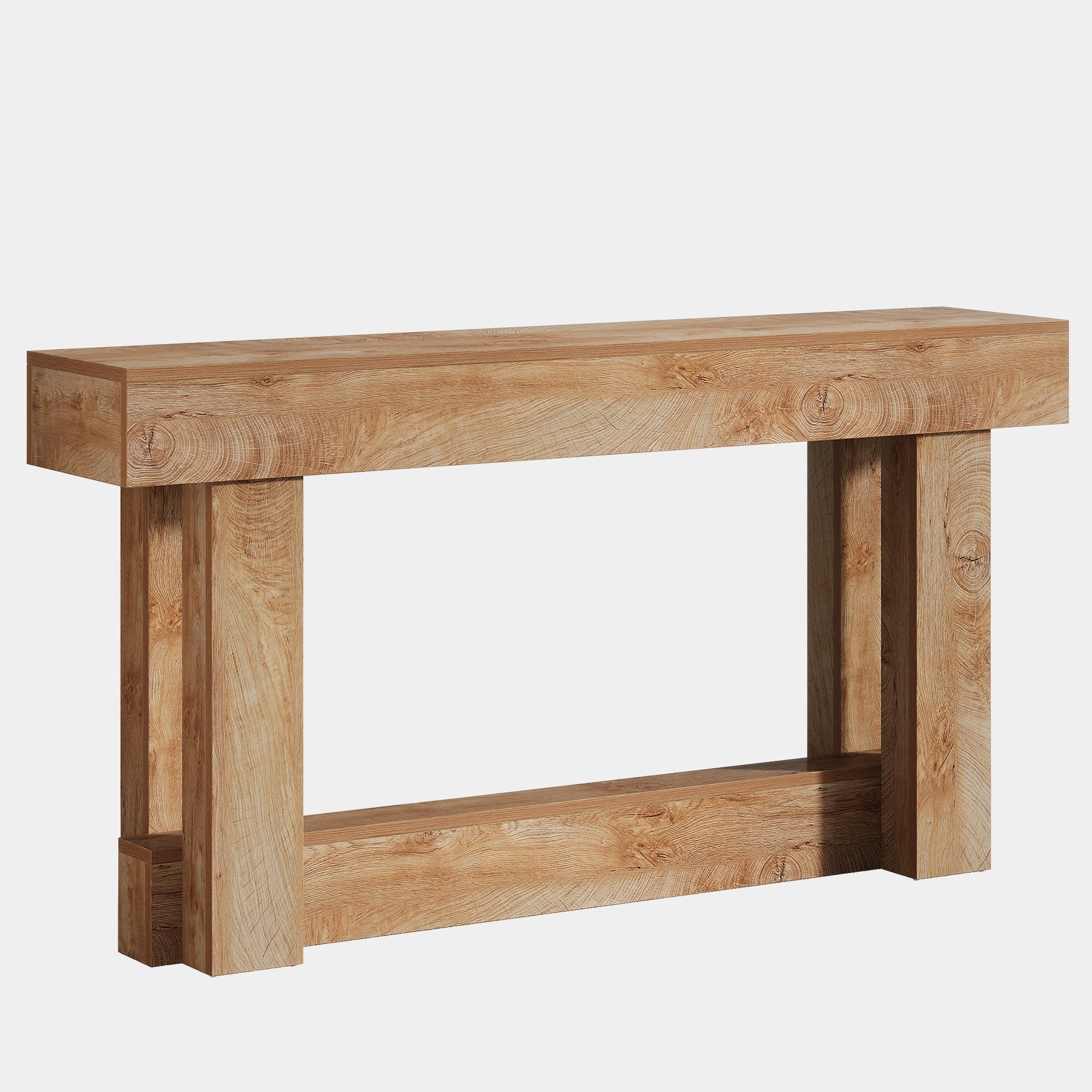 160 cm Wood Console Table, 2-Tier Farmhouse Entryway Table