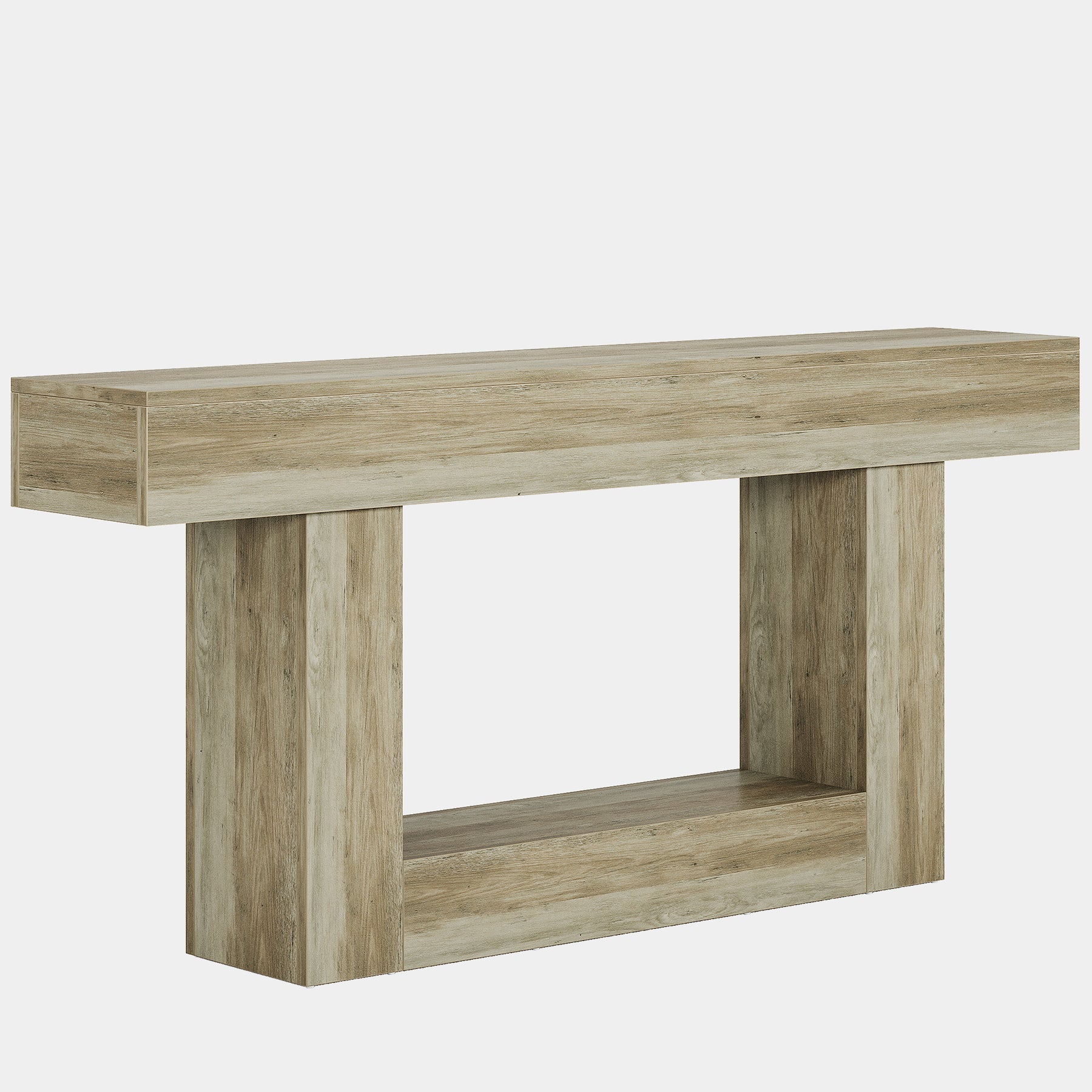 160 cm Wood Console Table, Farmhouse 2-Tier Sofa Table Entryway Table