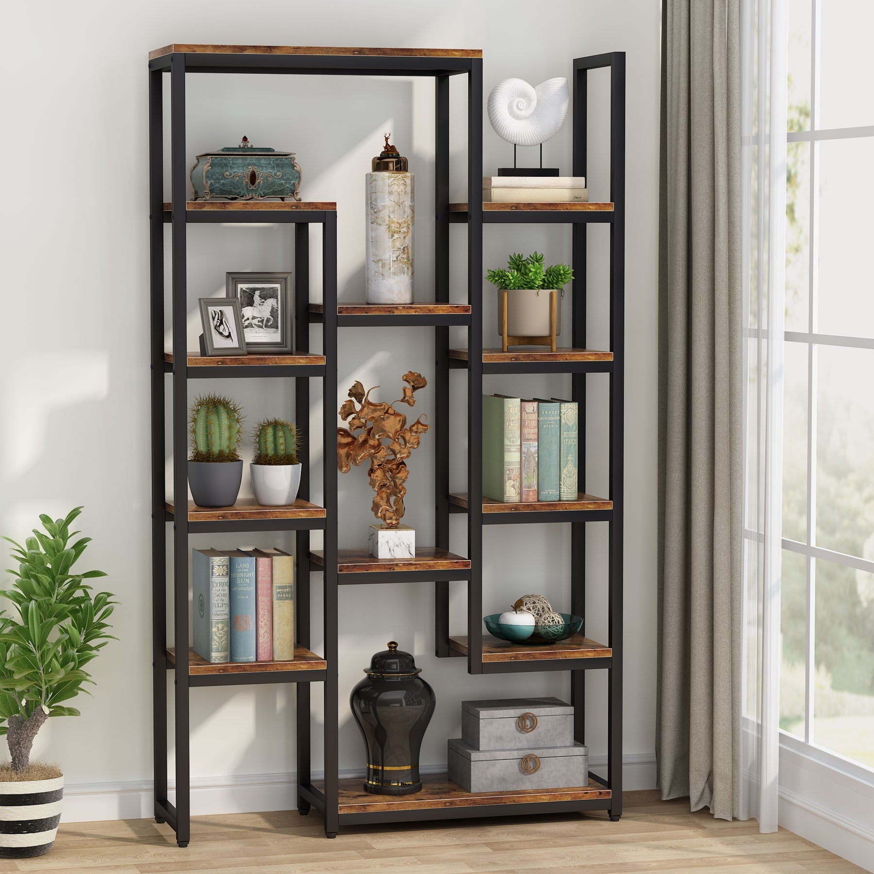 180 cm Bookshelf Display Bookcase with 12 Open Shelves