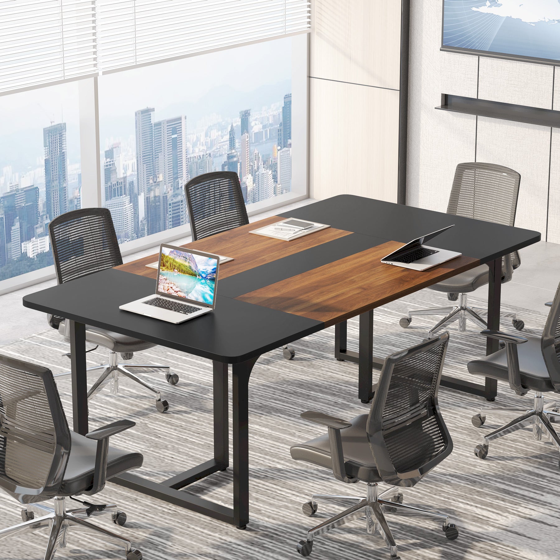 180 cm Conference Table, 180 cm Rectangle Meeting Table for 8 People