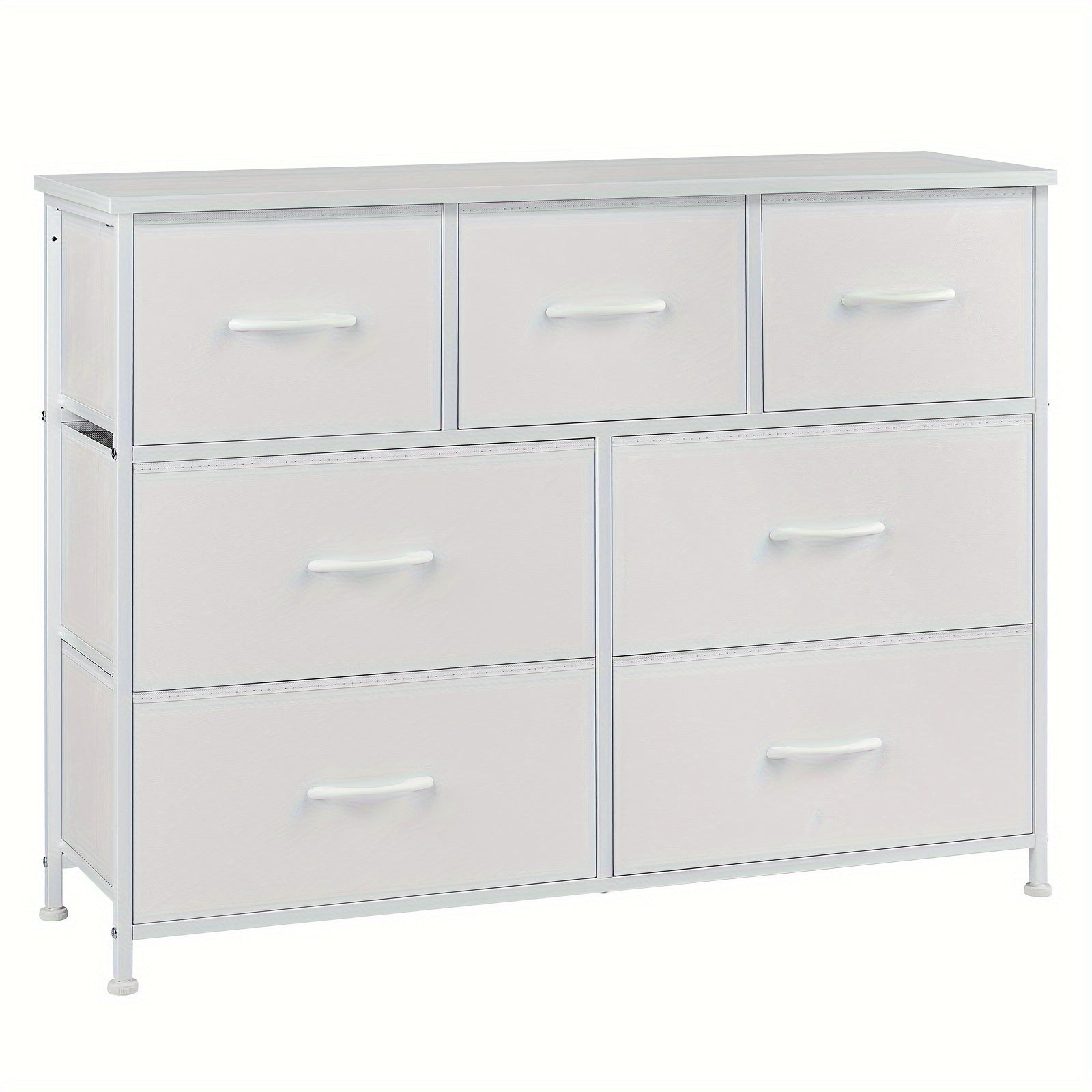 7 Drawers Dresser for Bedroom, Storage Dresser, Storage Chest Organizer Units, Dresser and Chest of Drawers, Storage Tower with Fabric Bins, Metal Frame, Lightweight Furniture for Living Room Storage Cabinets