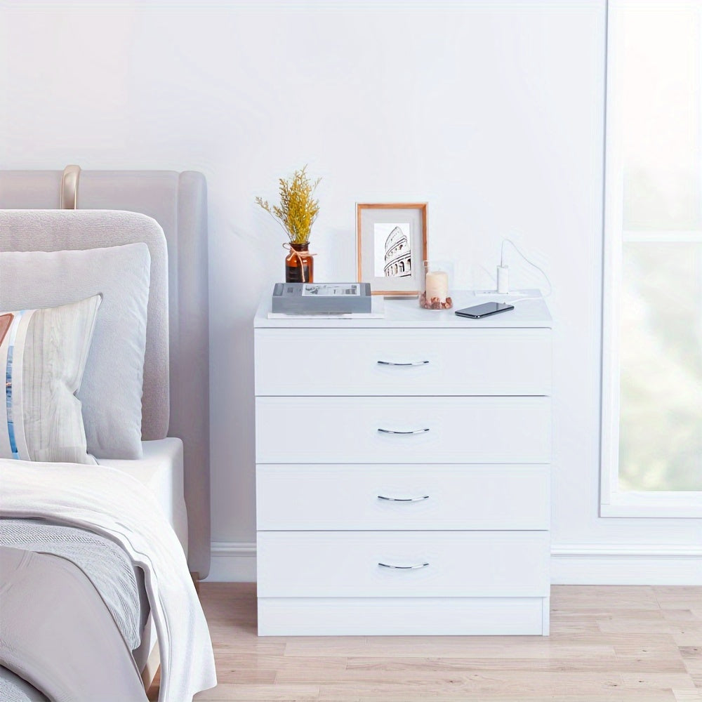 Modern Simple 4-Drawer Dresser White/Black